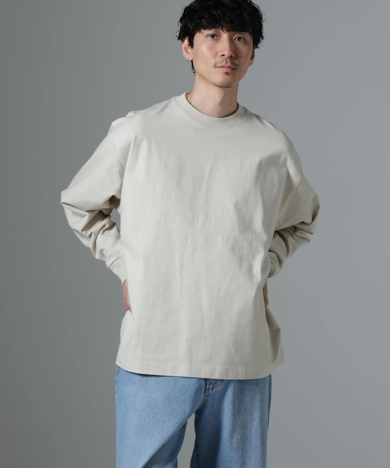 ビッグ シルエット ワンポイント Tシャツ 長袖