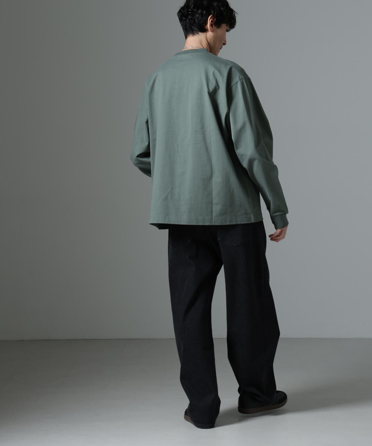 ビッグ シルエット ワンポイント Tシャツ 長袖