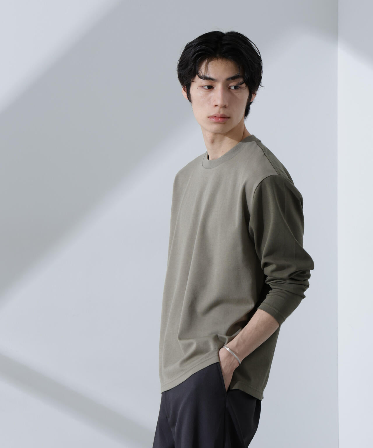 2トーンシルケットTシャツ 長袖 6725123212