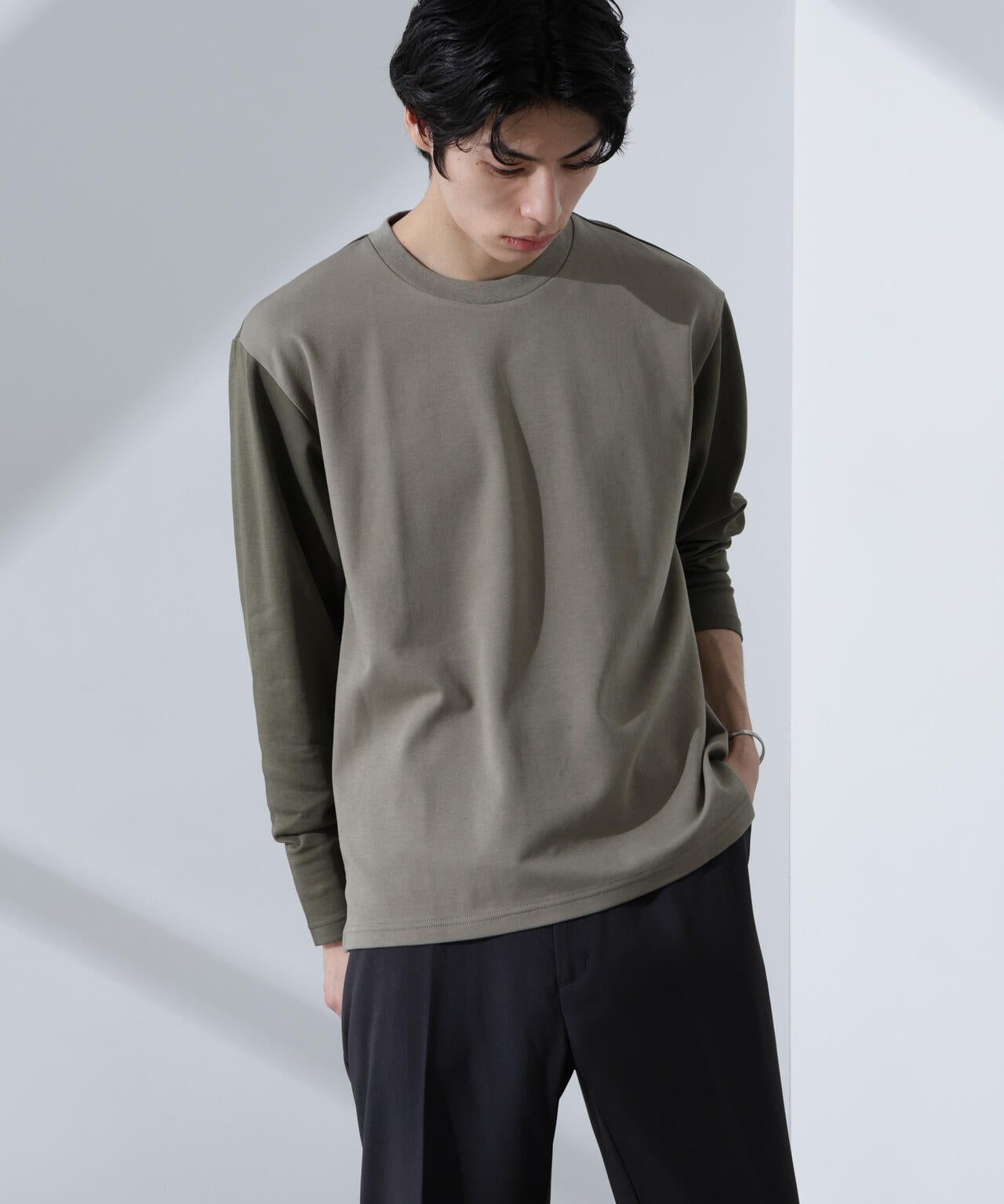 2トーンシルケットTシャツ 長袖 6725123212