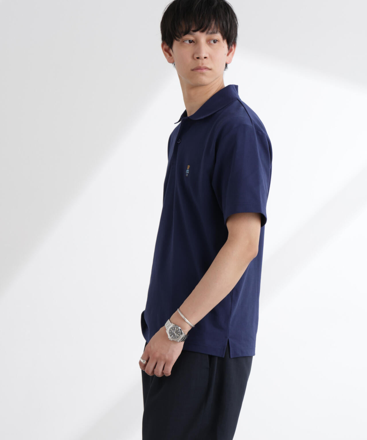 ナノユニバース別注 ラコステ ポロシャツ 黒 鹿の子 M ワニロゴ 美品 LACOSTE（ラコステ） メンズ ポロシャツ 半袖 鹿の子 ブランド 上品 綿