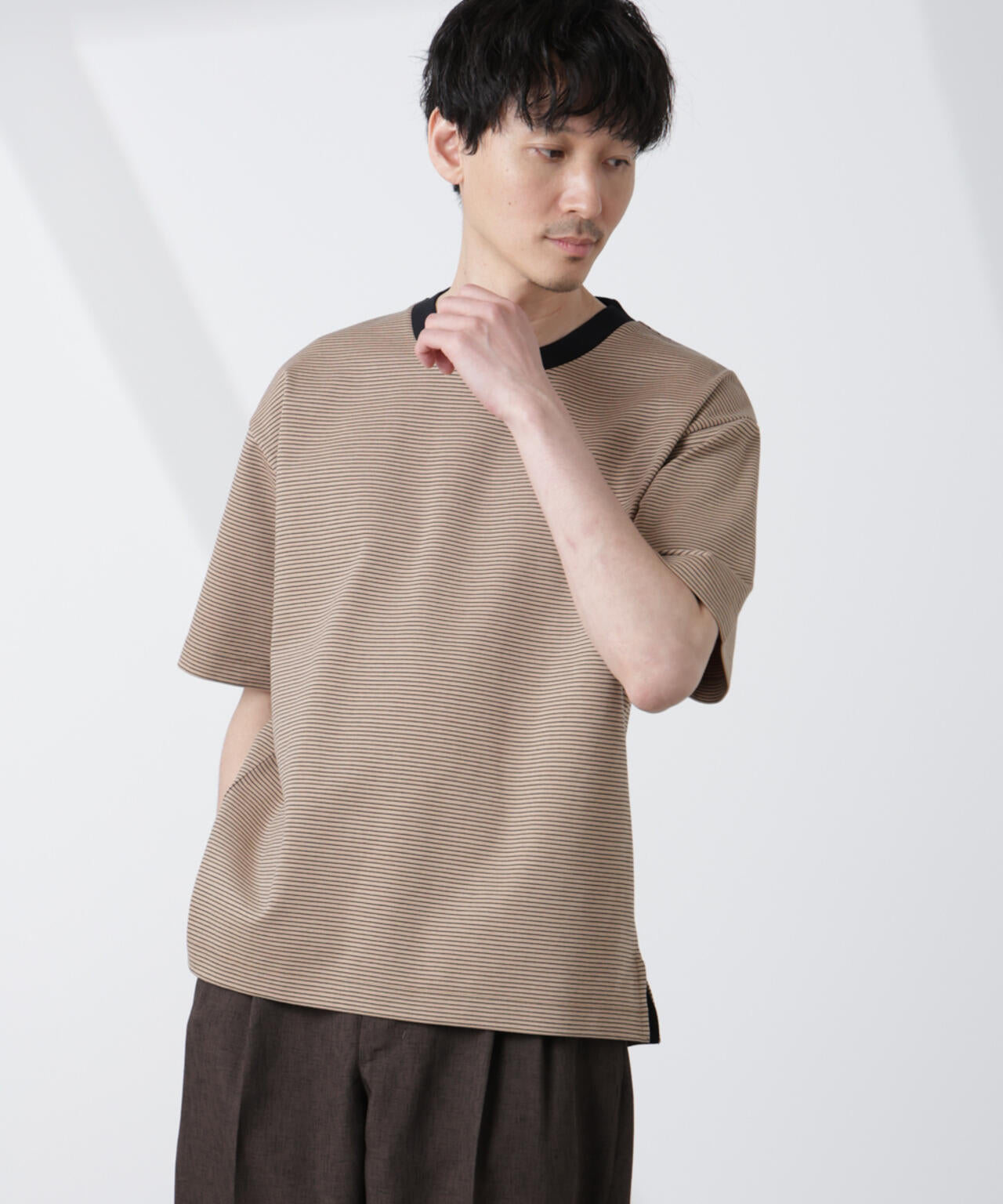 WEB限定/ ワイドシルエット ボーダー Tシャツ