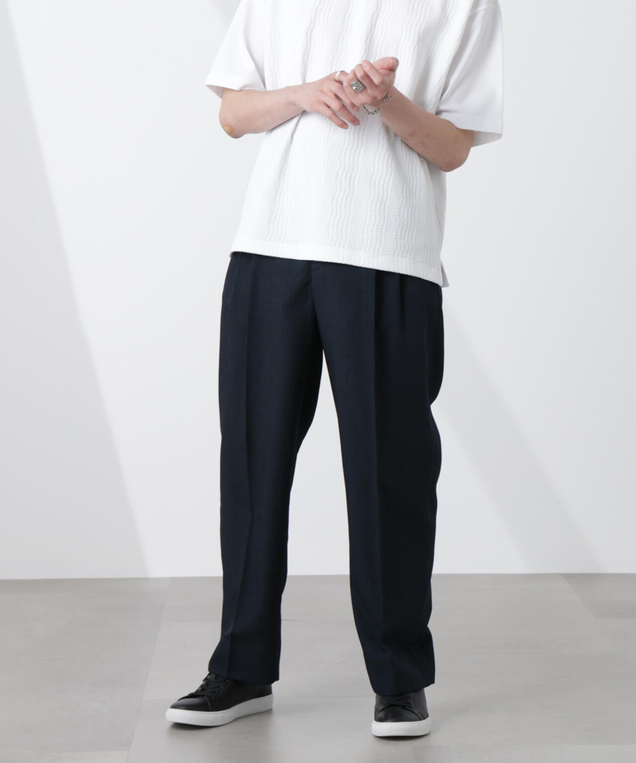 テックリネンリラックスタックテーパードパンツ 6725127217