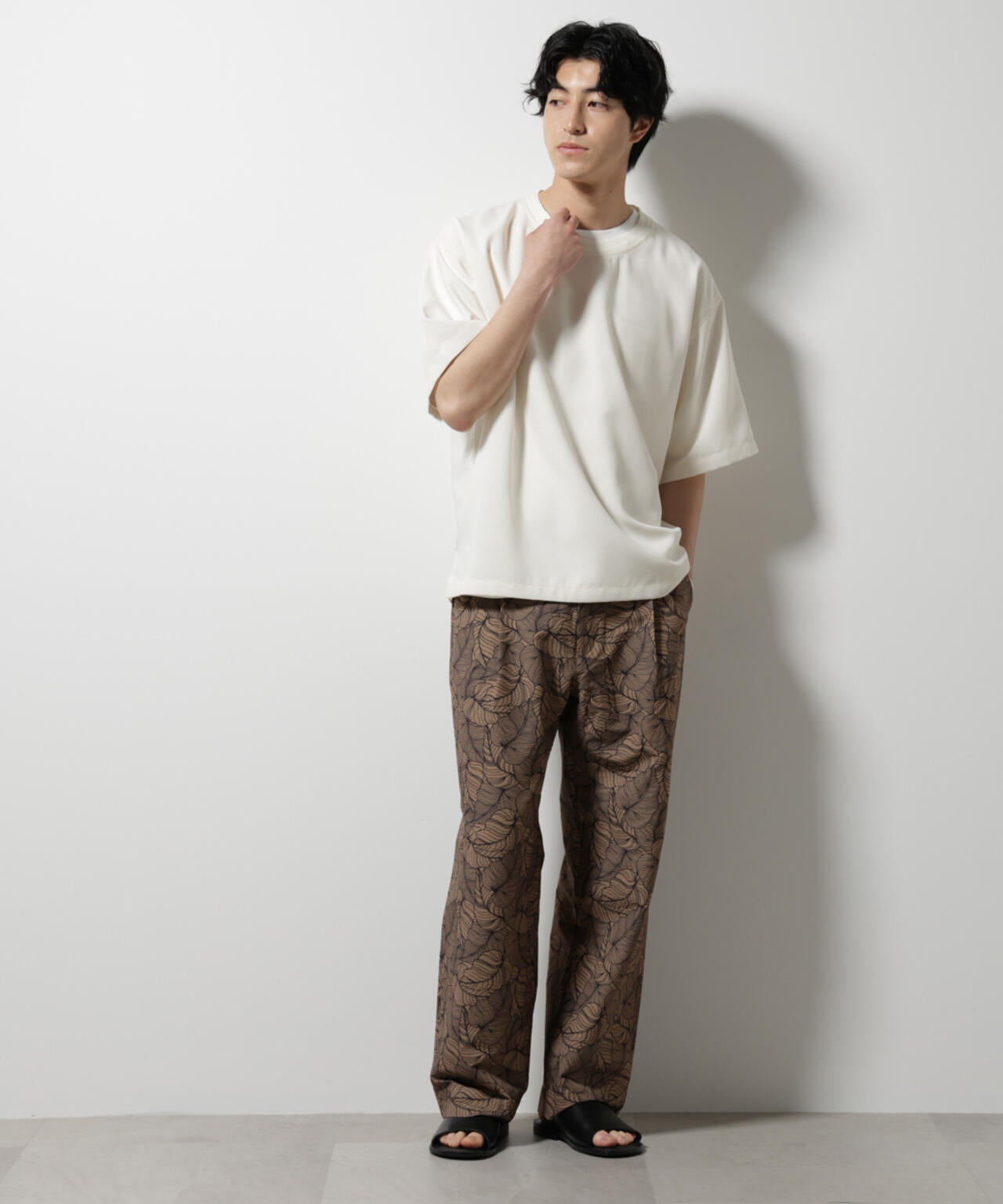 ボタニカル パターン サッカー イージーパンツ (セットアップ可)