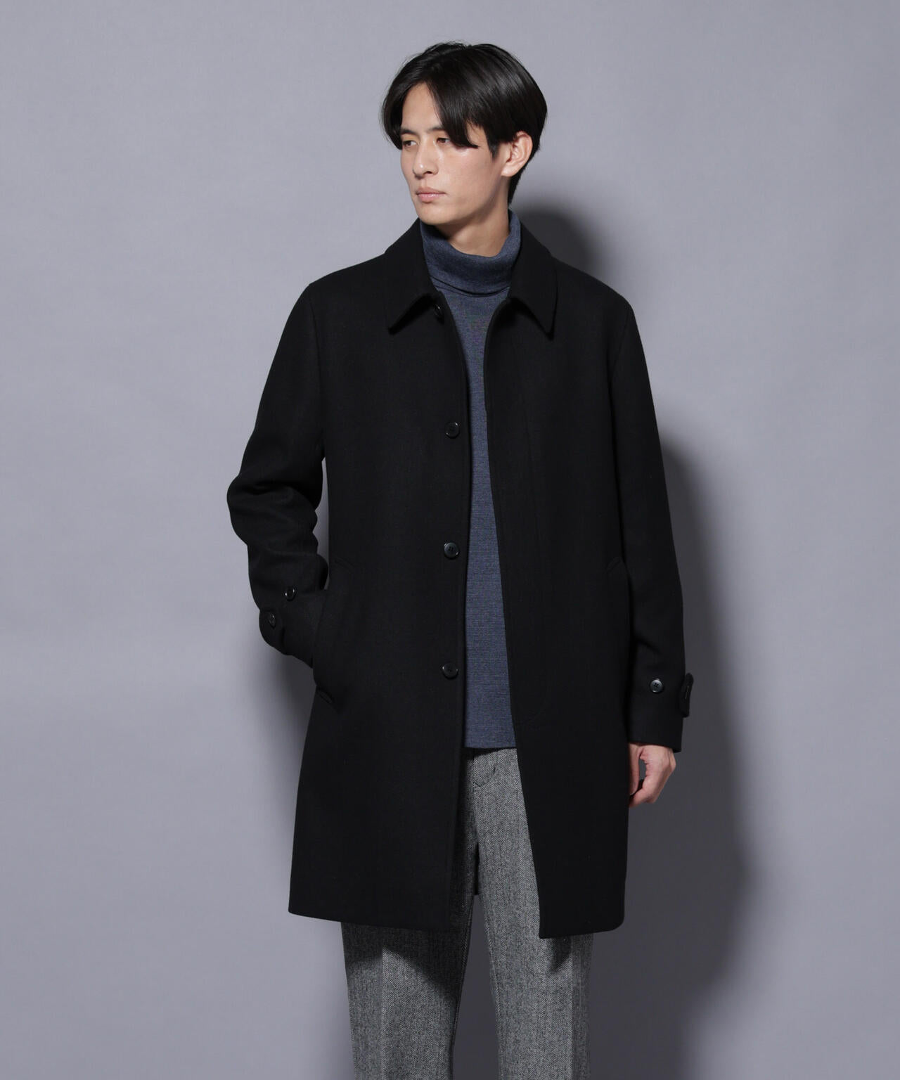 ウール/Nメルトンステンカラーコート 6725211207