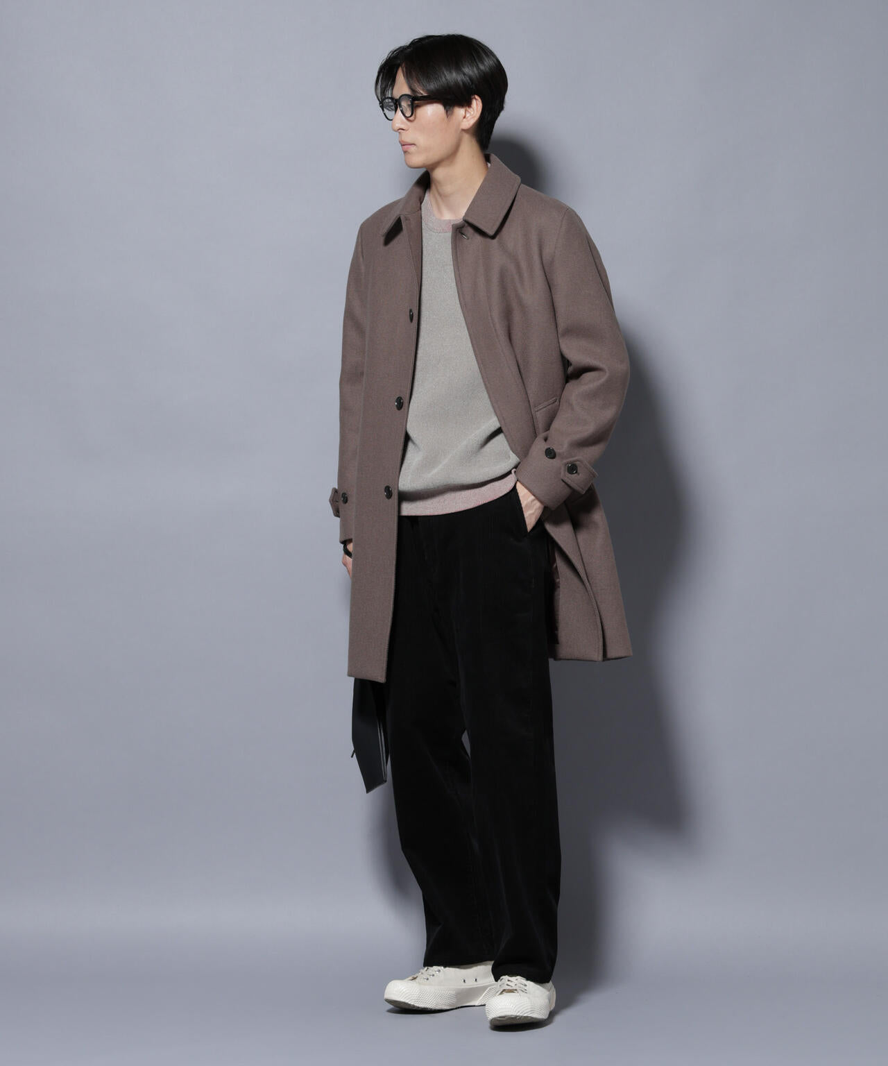 ウール/Nメルトンステンカラーコート 6725211207