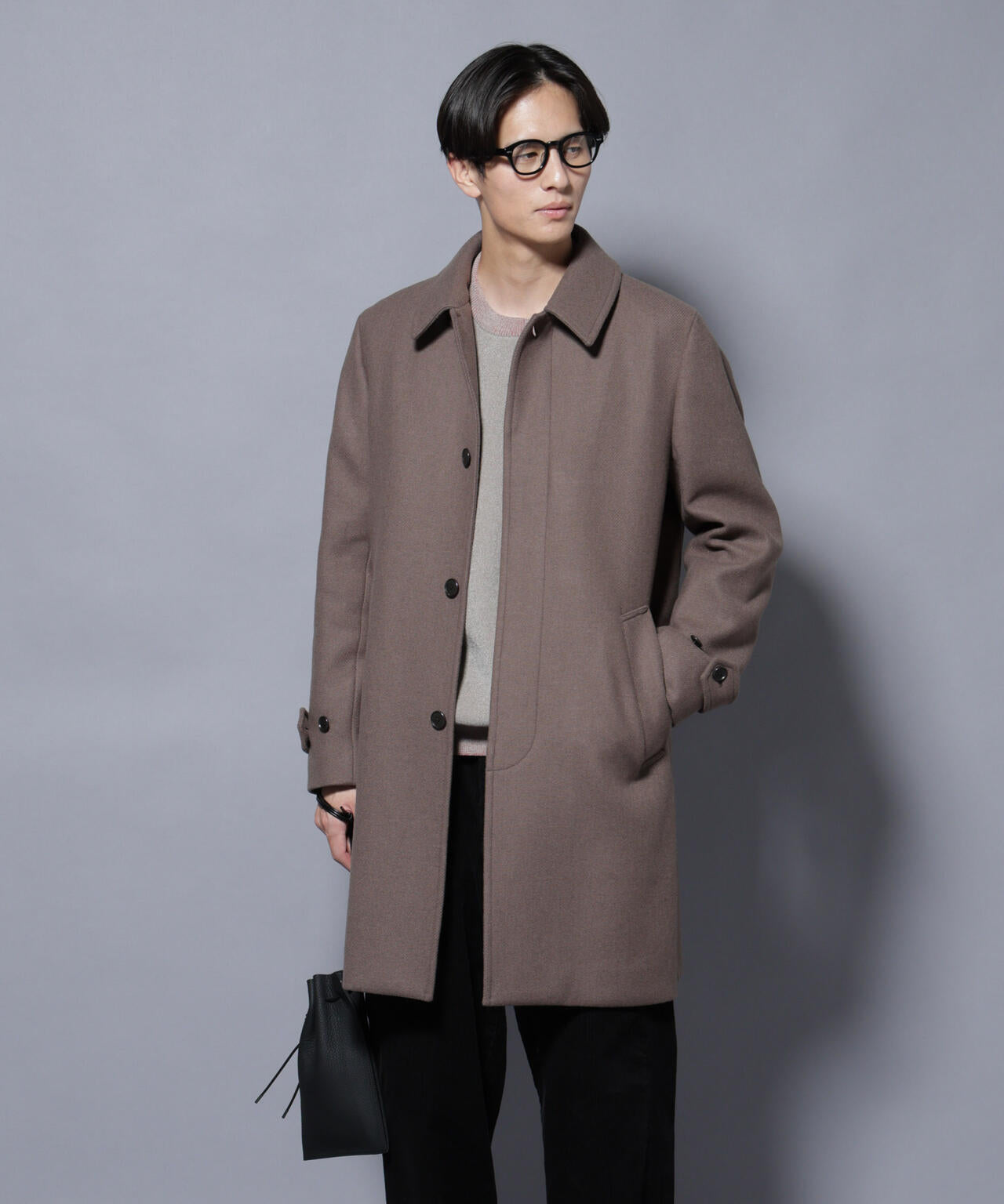 ウール/Nメルトンステンカラーコート 6725211207