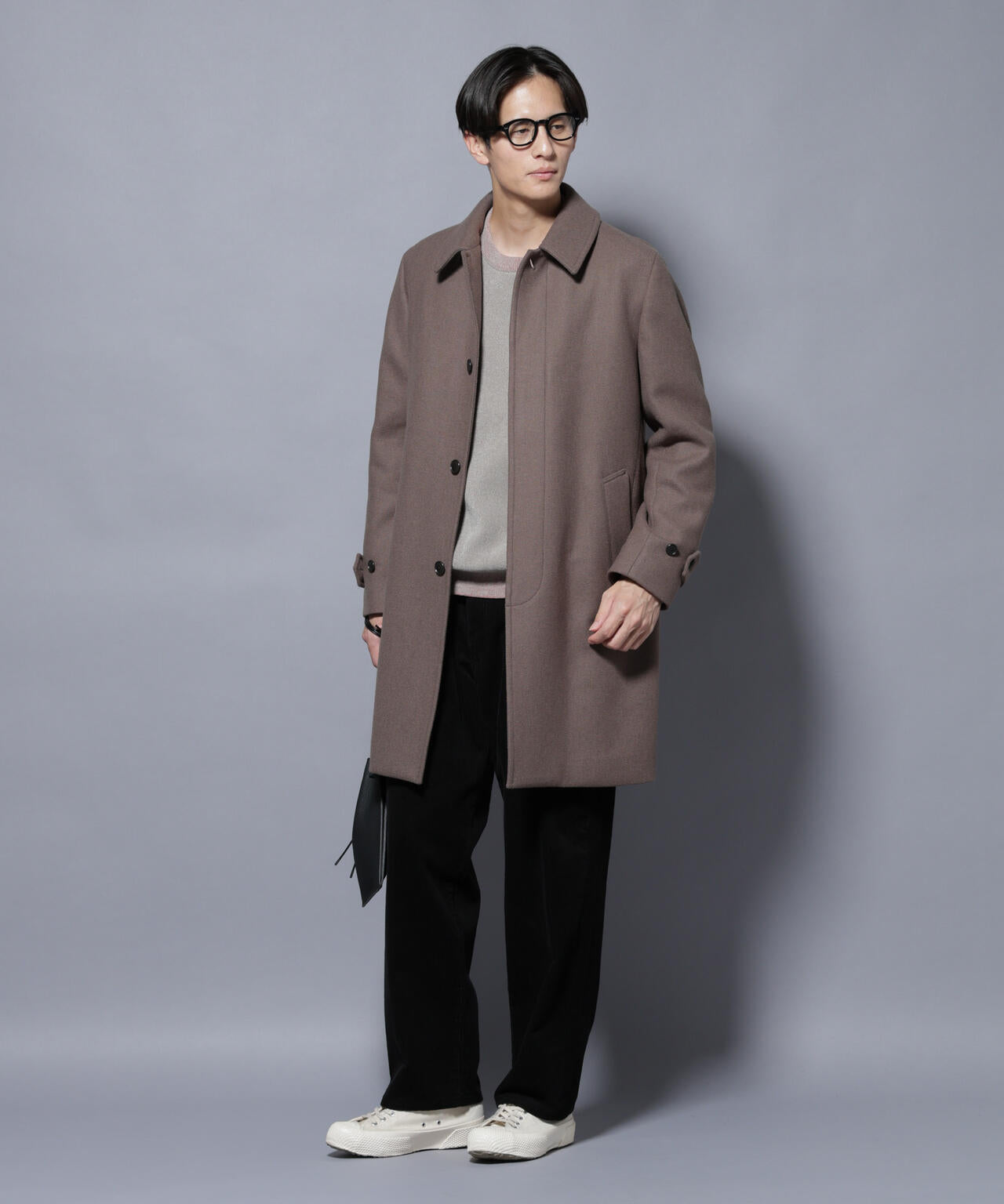 ウール/Nメルトンステンカラーコート 6725211207