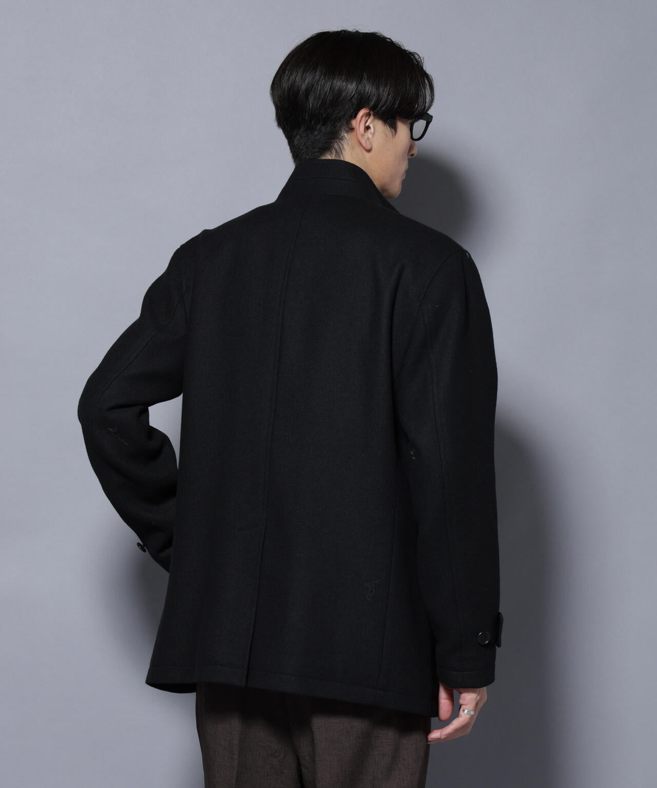 ウール/Nメルトンスタンドカラーコート