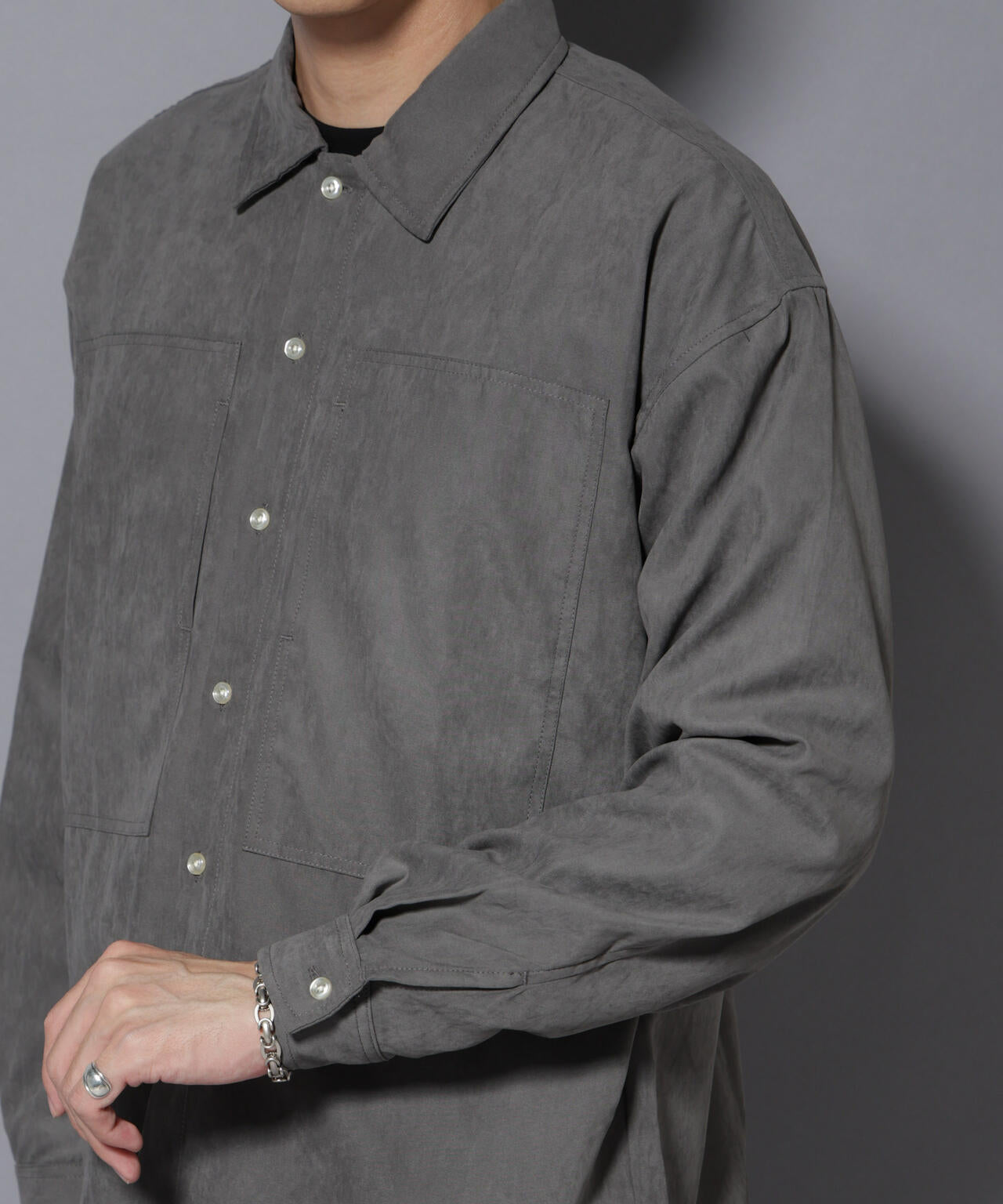 NORMANBROS別注ワイドポケット ピーチ起毛シャツ(セットアップ可) 6725220002