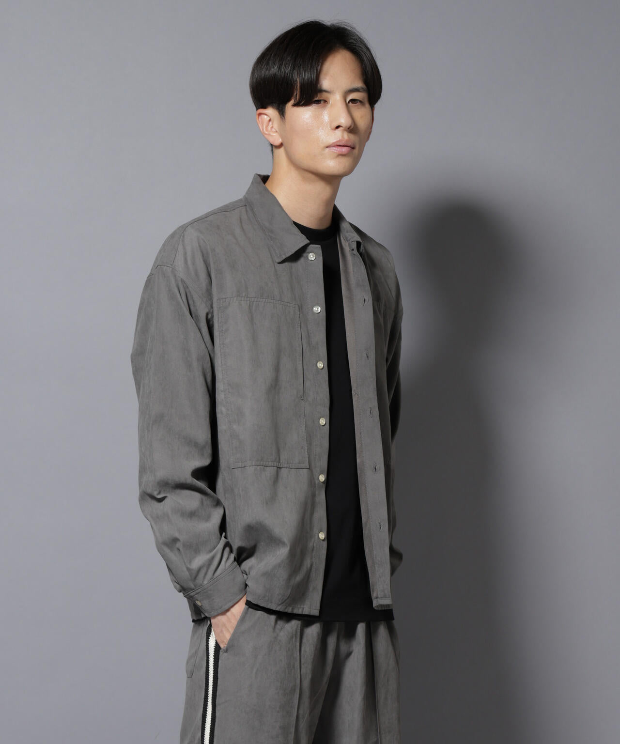 NORMANBROS別注ワイドポケット ピーチ起毛シャツ(セットアップ可) 6725220002