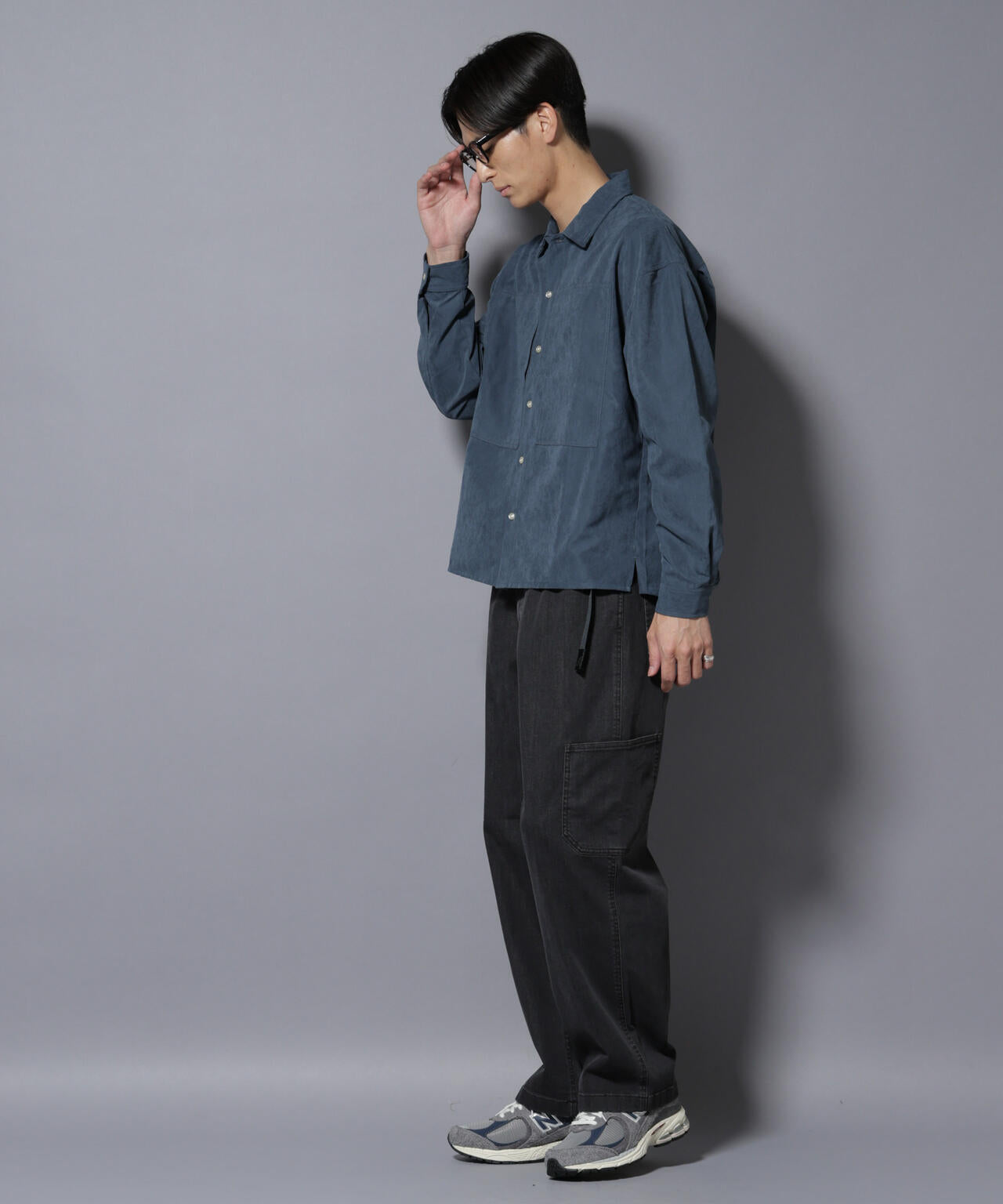 美品 newnow ニューナウ サージウールシャツ ネイビー オーバーサイズ M 極美品 newnow ニューナウ サージウールシャツ ネイビー オーバー