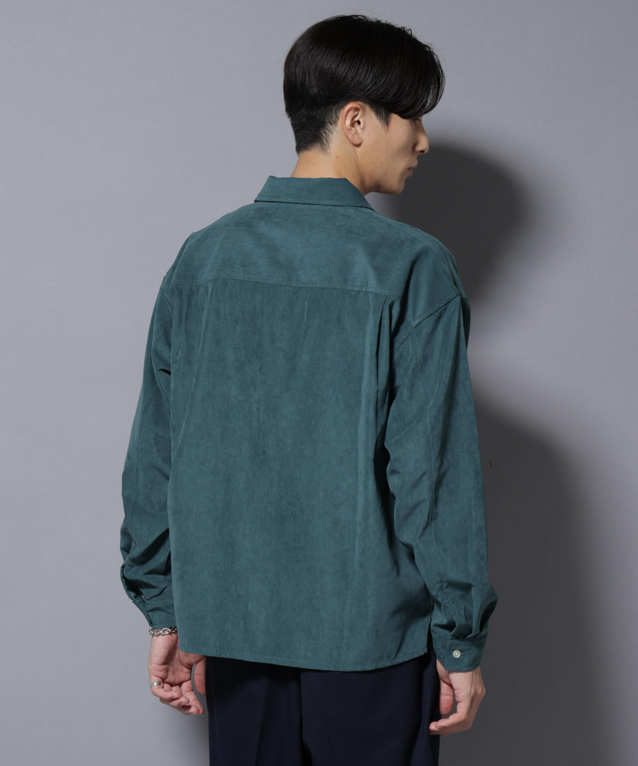 【名古屋限定】OVY チャコールグレー シャツ NORMANBROS別注ワイドポケット ピーチ起毛シャツ(セットアップ可)