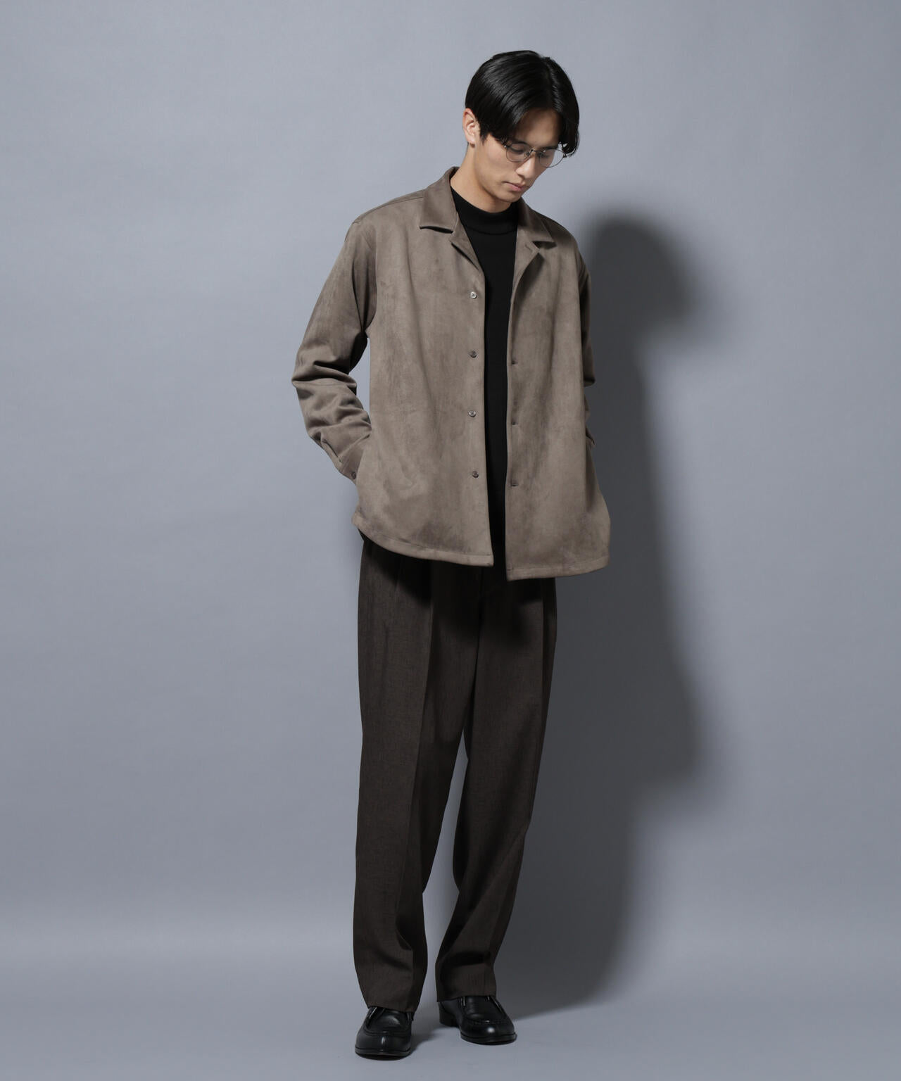 フェイクスエードシャツ 長袖