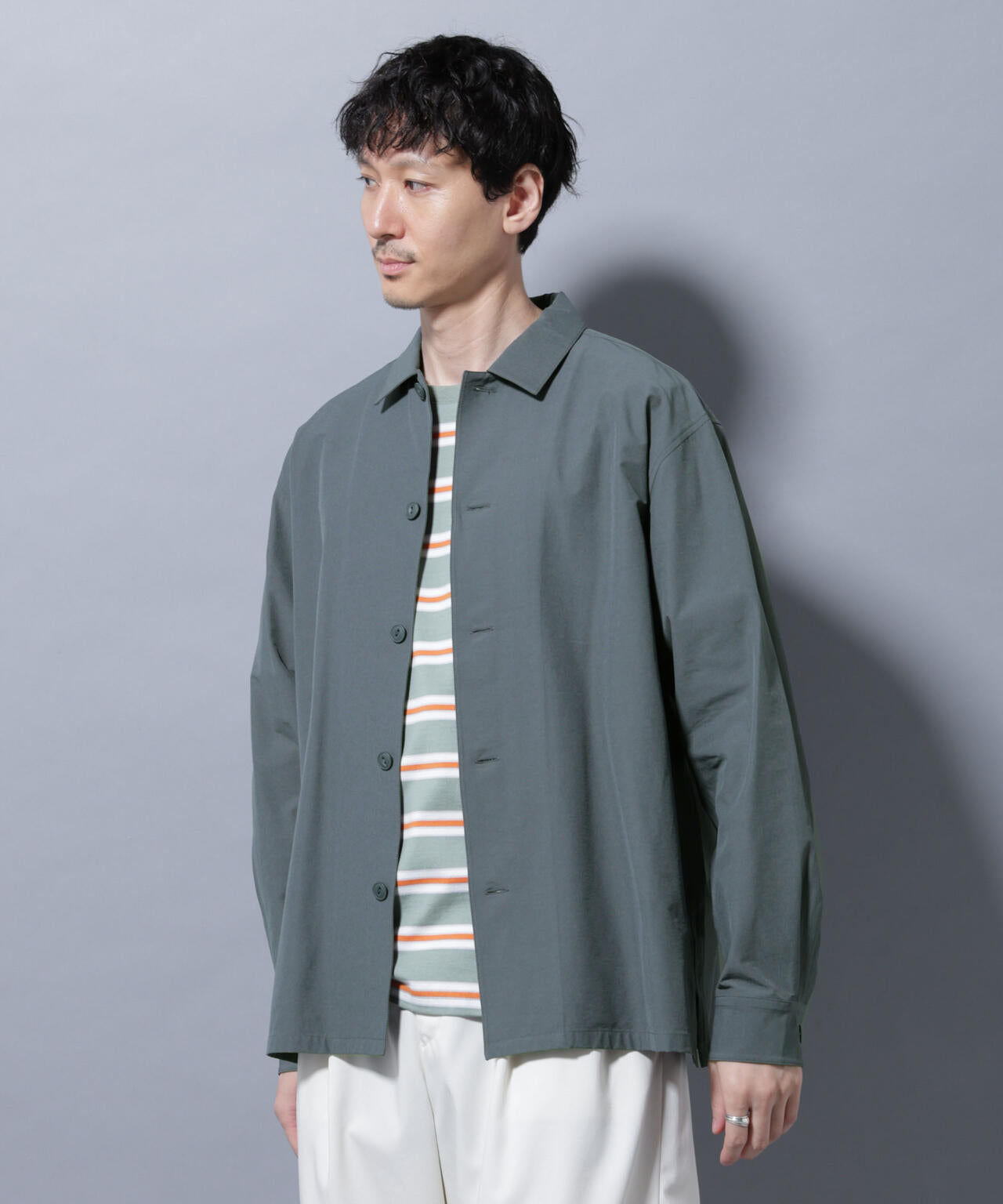 【わみ様】スタジオニコルソン/ PercentOvershirt シャツブルゾン ストレッチ ワイド シャツブルゾン (セットアップ可)
