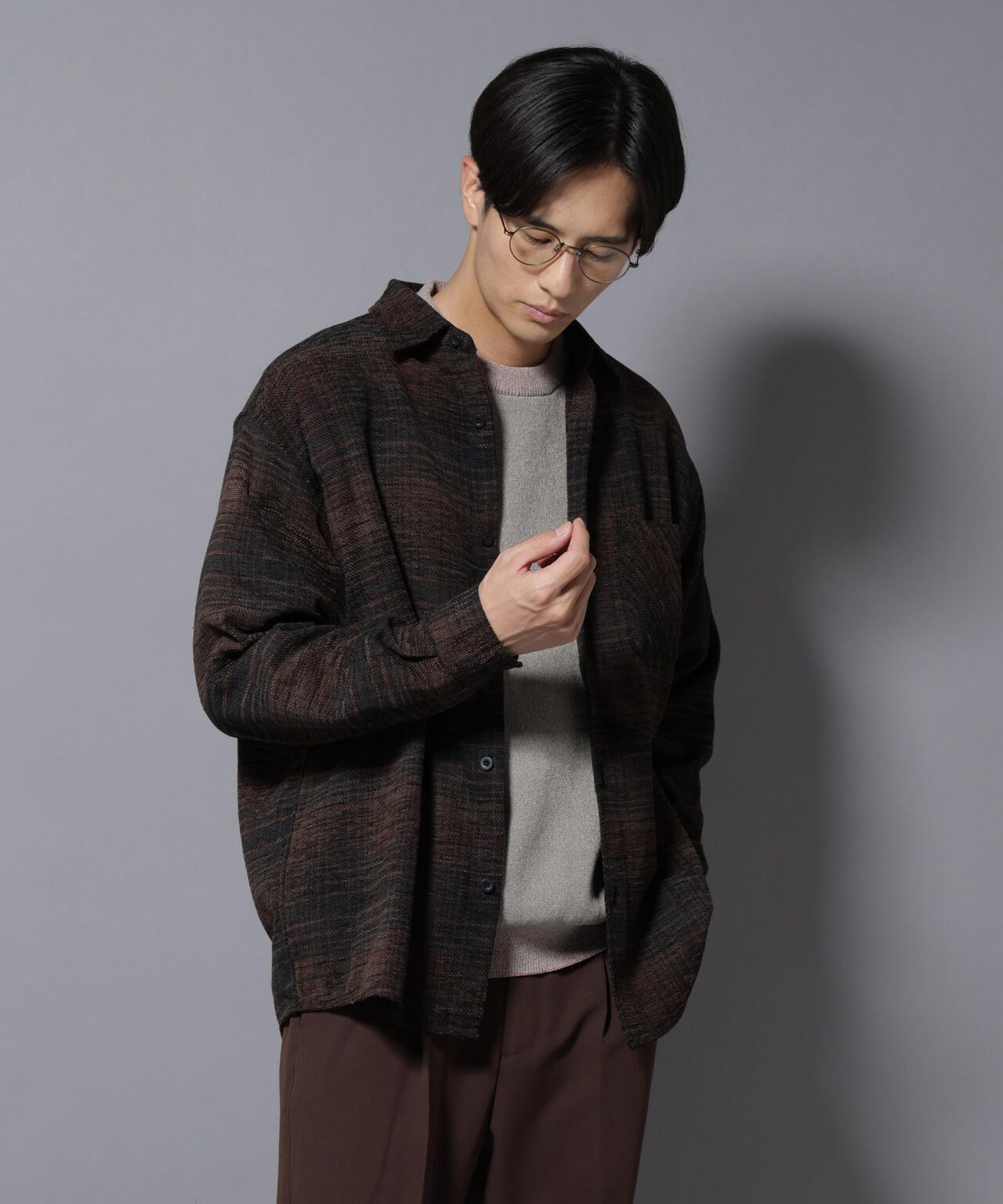 モールチェックシャツ 長袖 6725220207