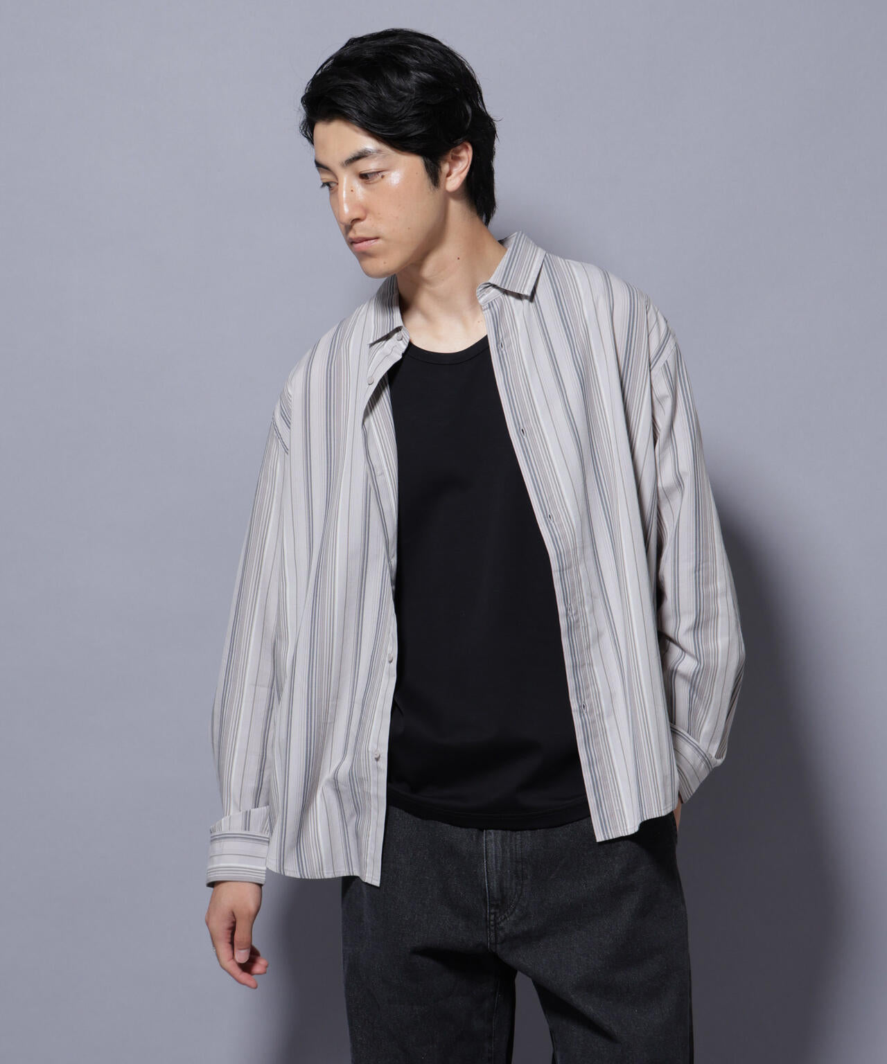 ランダムストライプシャツ 長袖