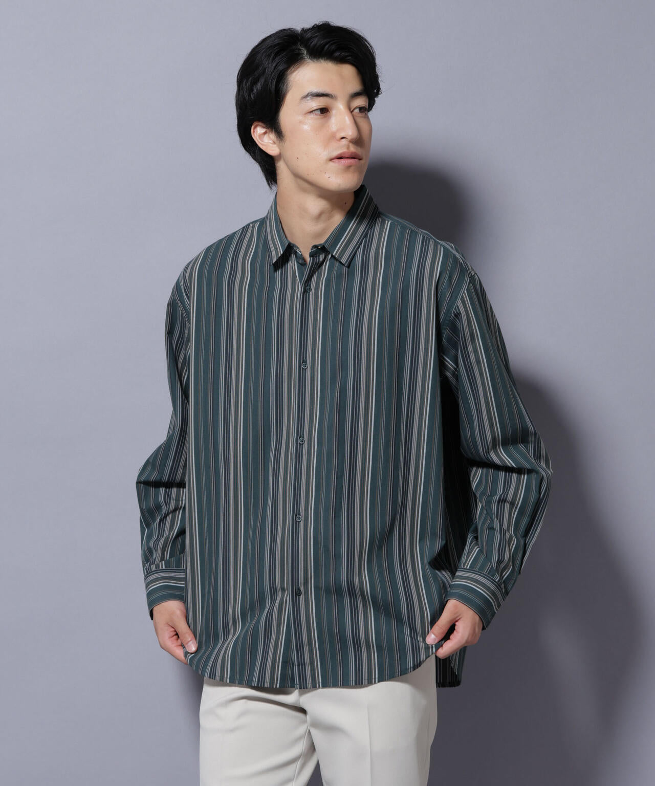 ランダムストライプシャツ 長袖