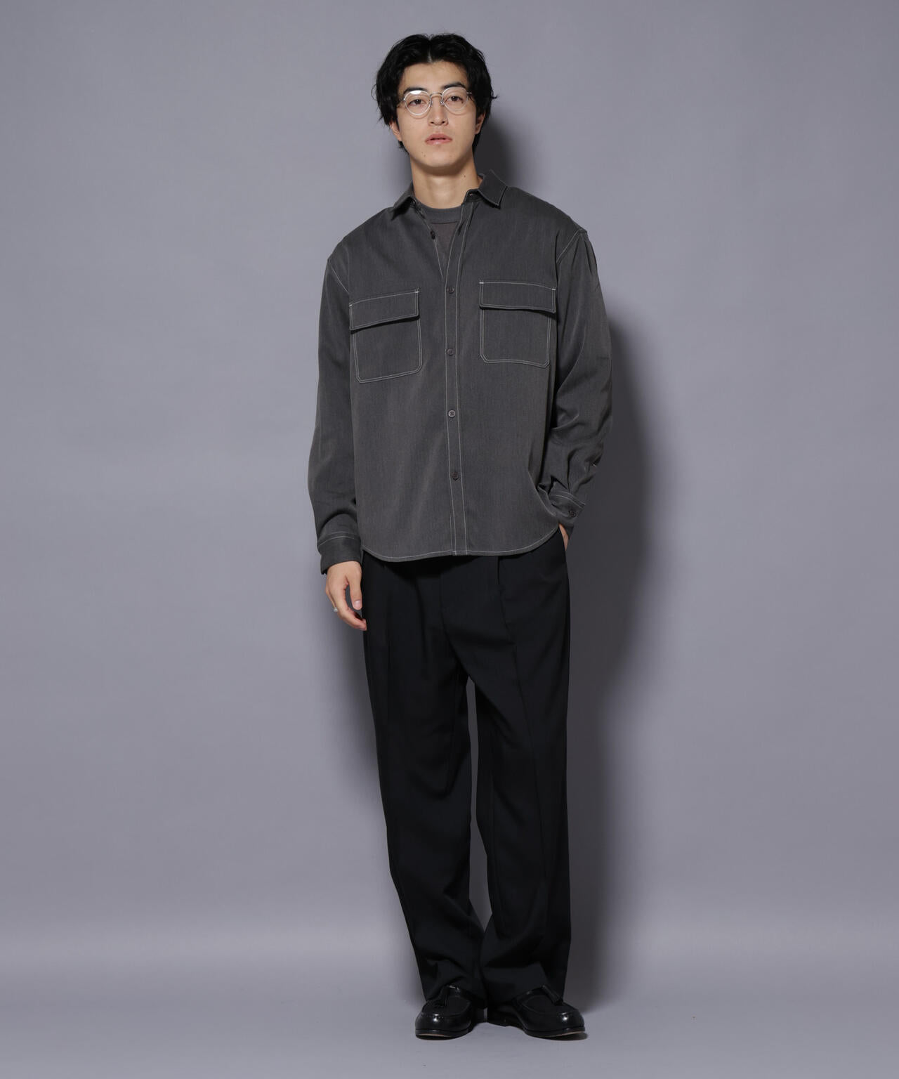 ストレッチツイルフラップポケットシャツ