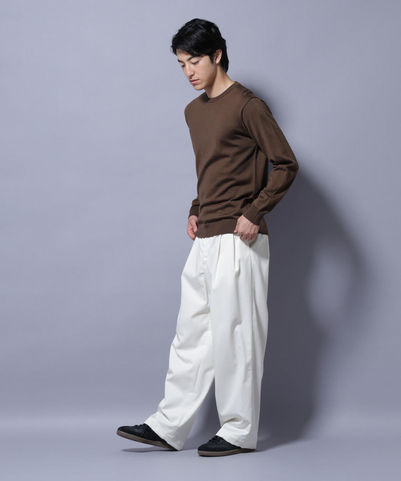 タスマニアミックスクルーネックニット