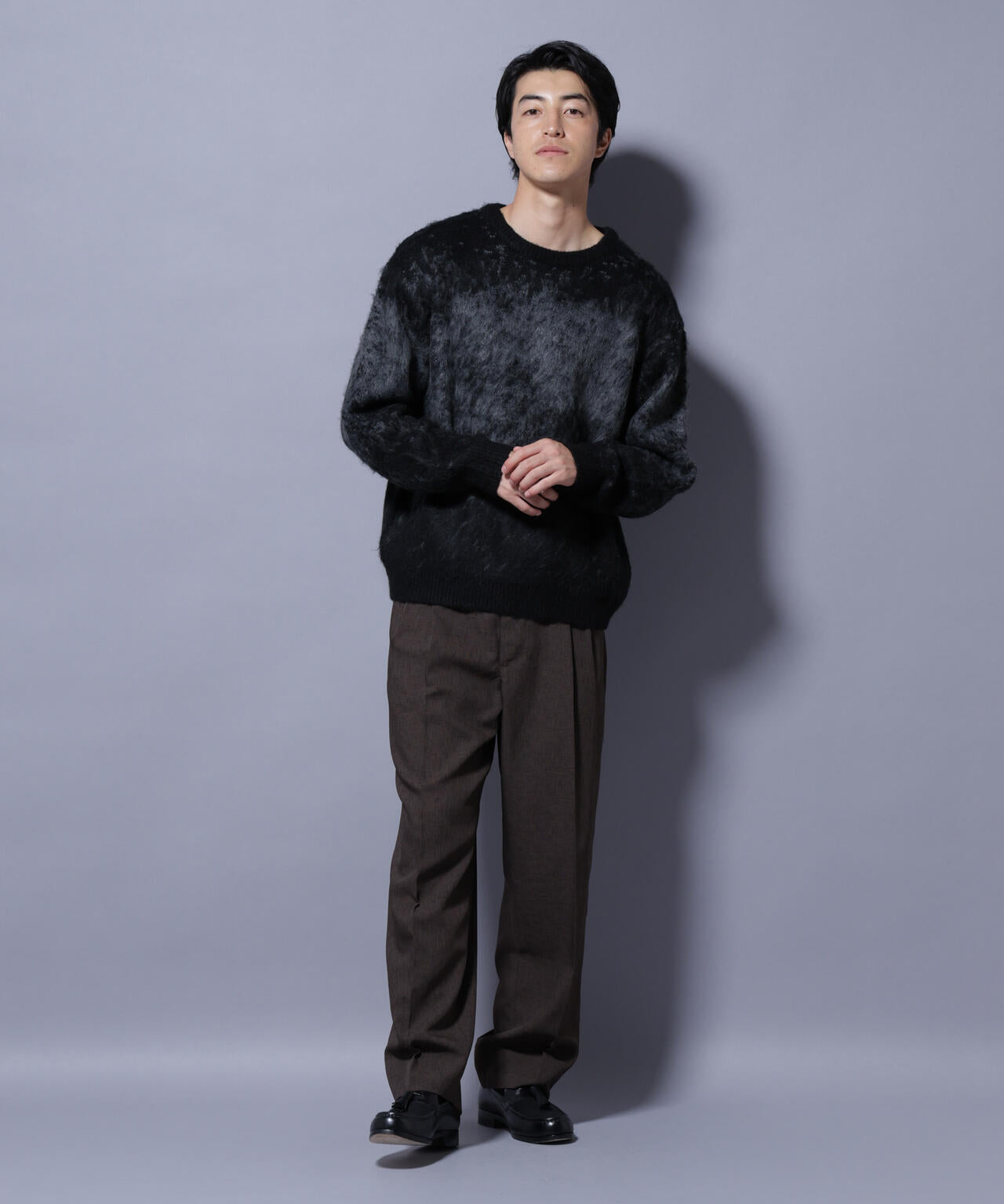 A15041 ザリラクス21AW ウールシルク クルーネックニットPO 48 BATONER | カシミヤシルククルーネックニット – H+HELIOTROPE