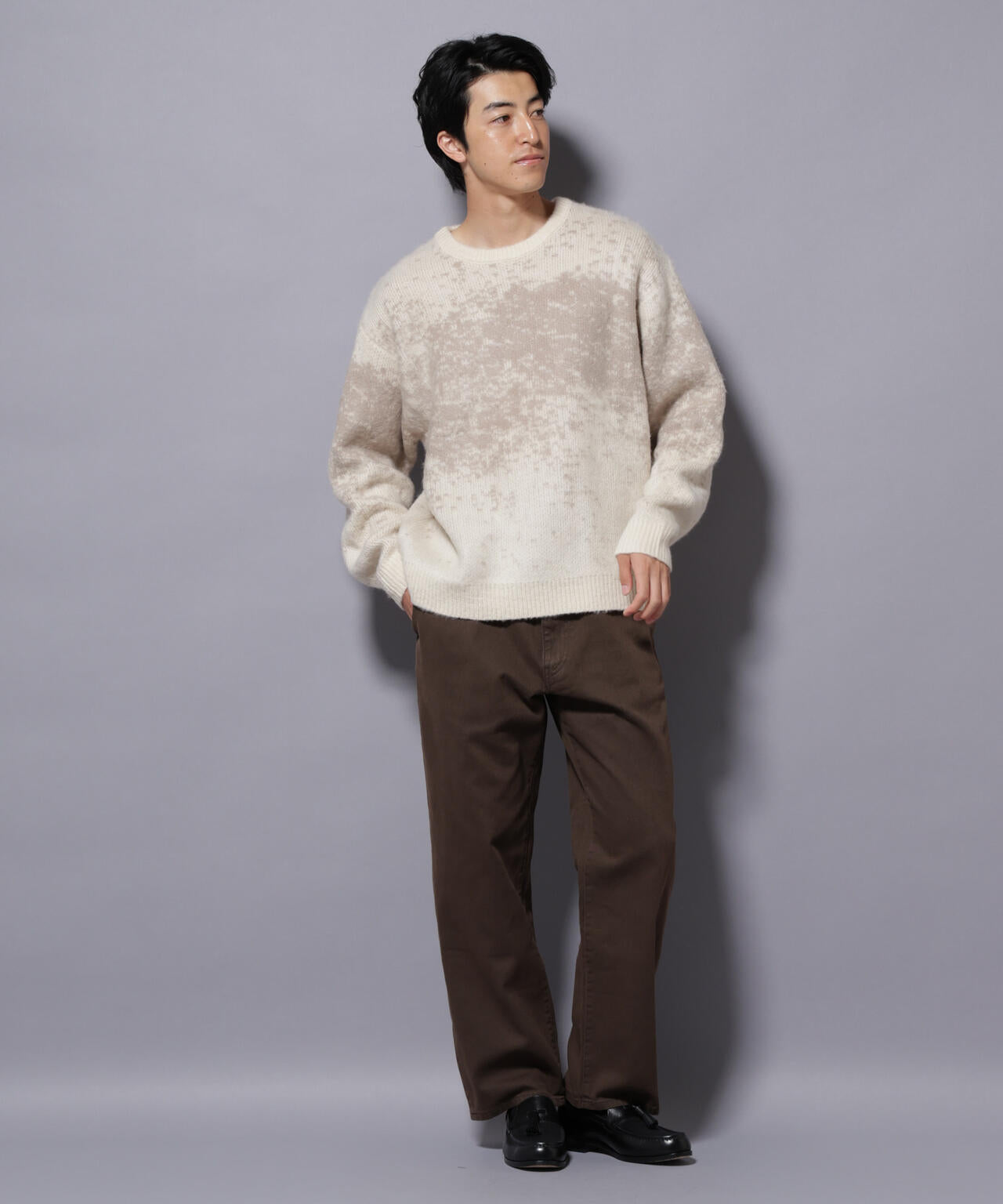 STONE  ネイビー クルーネックニット クレープコットン クルーネックニット【crepe cotton 】｜ZANONE