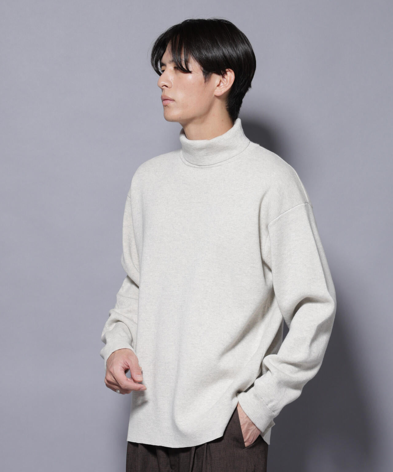 ミラノリブ ワイドタートルネックニット