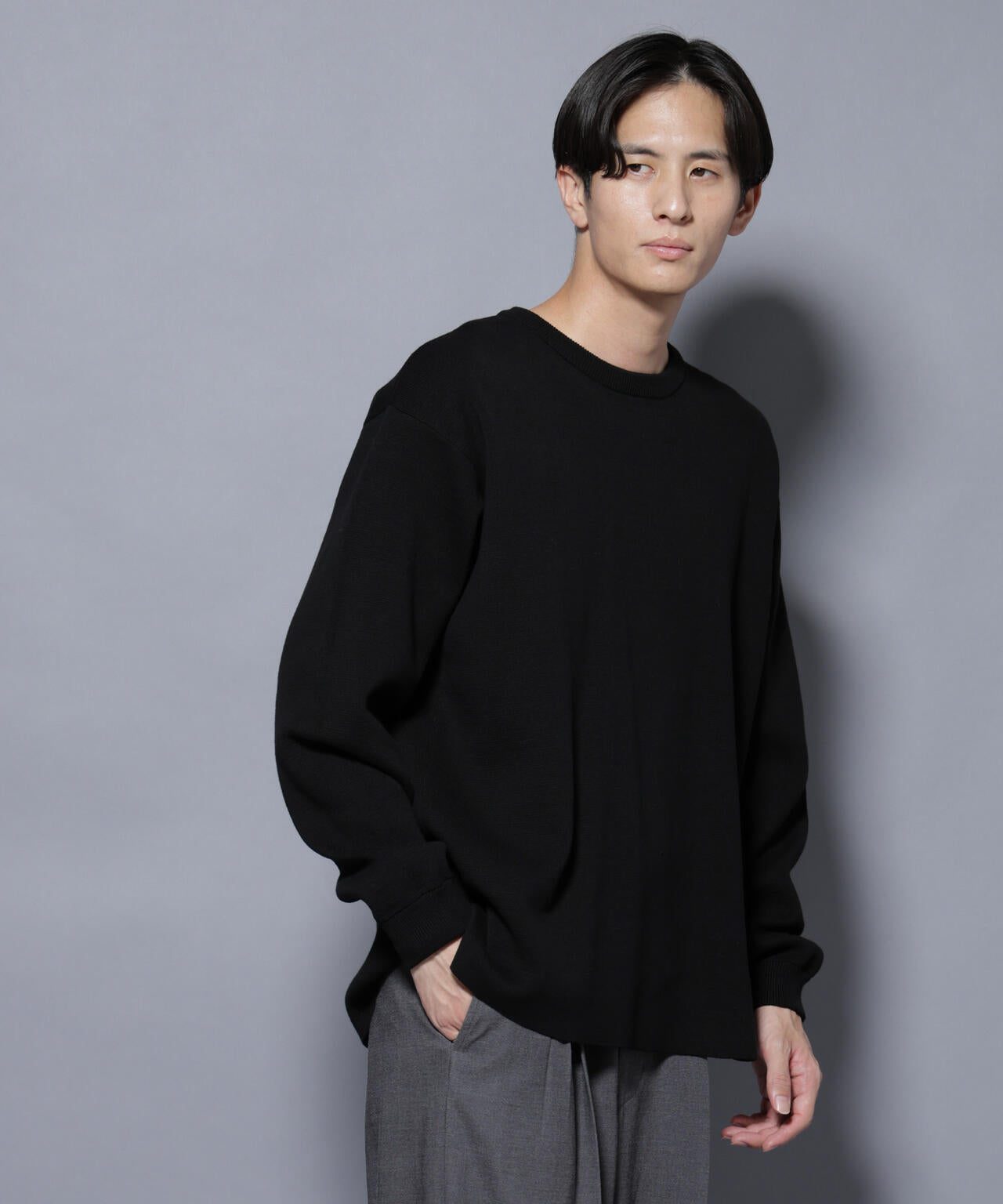 ミラノリブ ワイドクルーネックニット