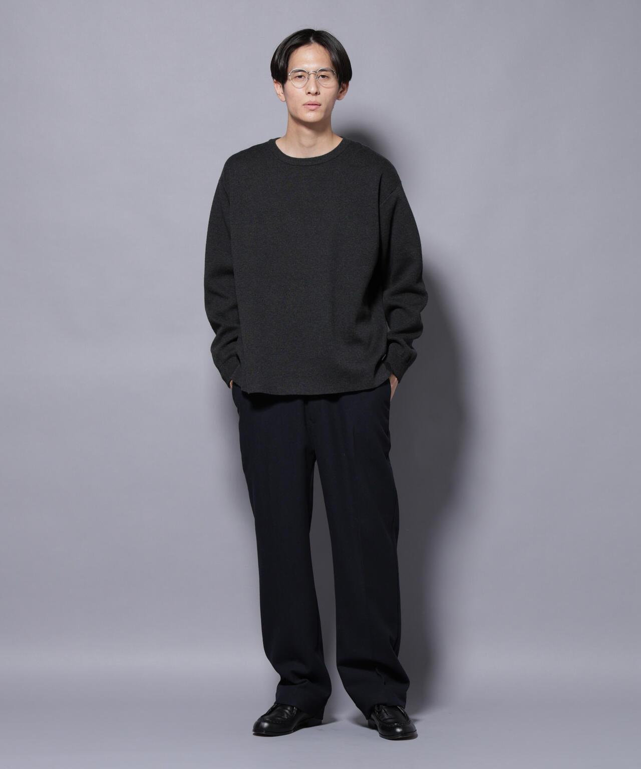 ミラノリブ ワイドクルーネックニット