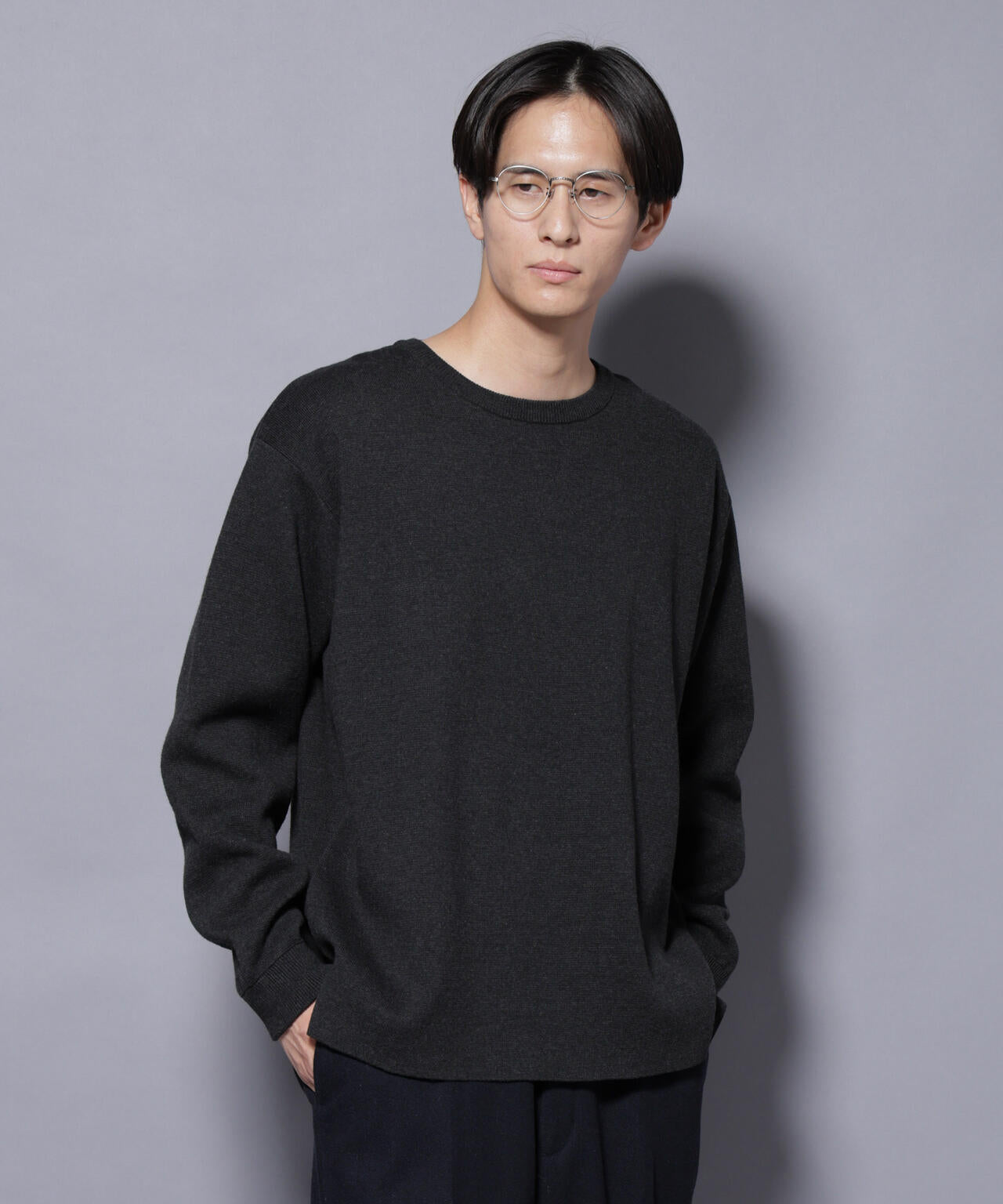 ミラノリブ ワイドクルーネックニット