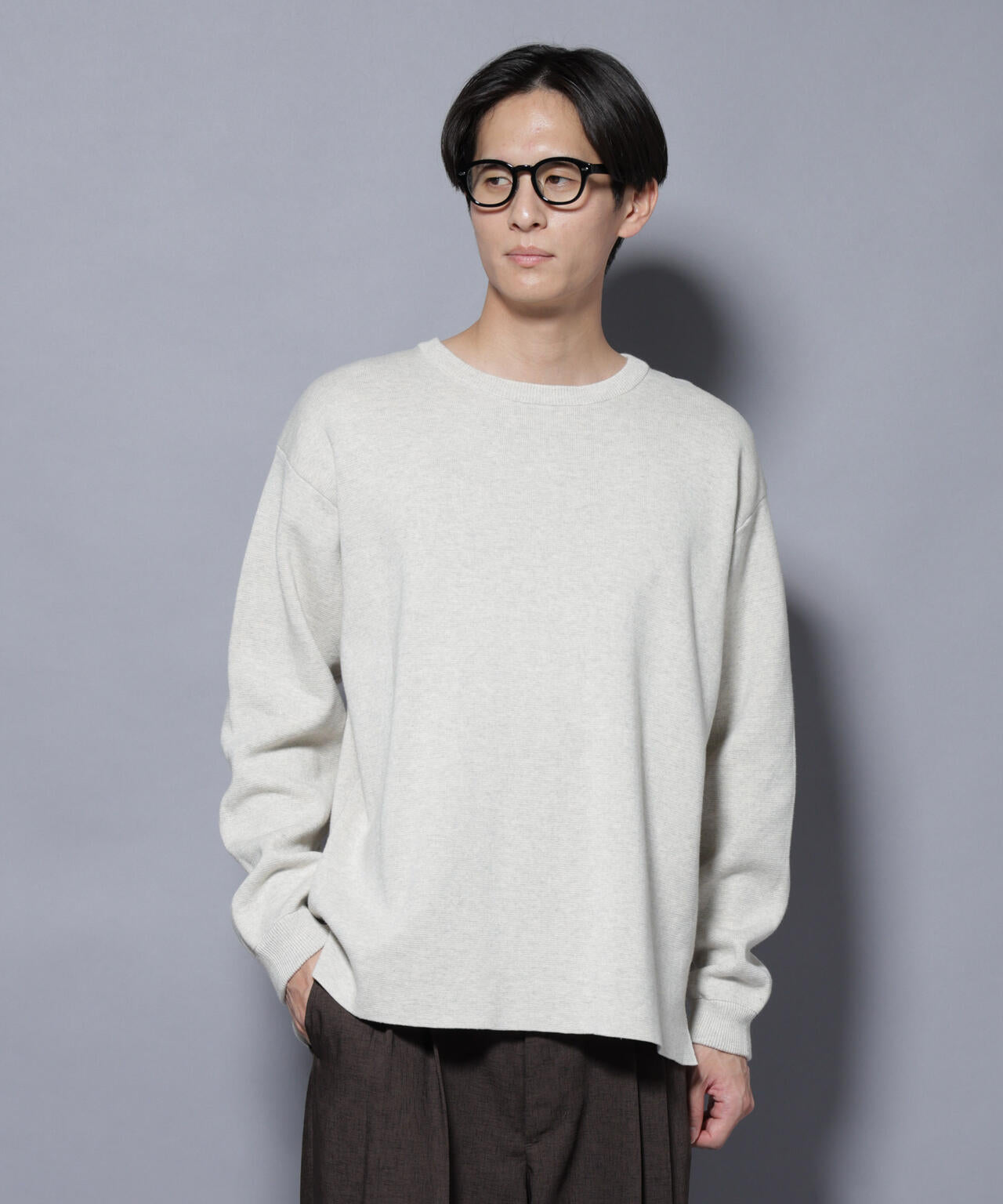 ミラノリブ ワイドクルーネックニット