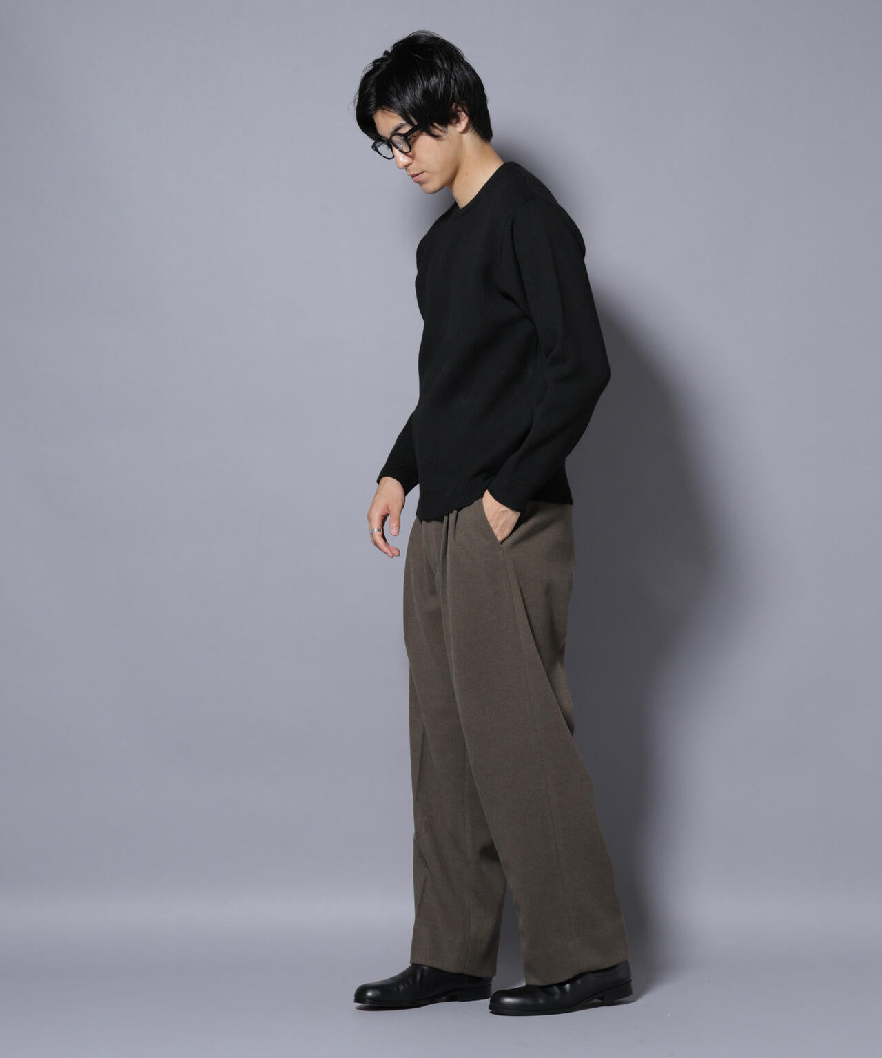 PBTストレッチクルーネックニット