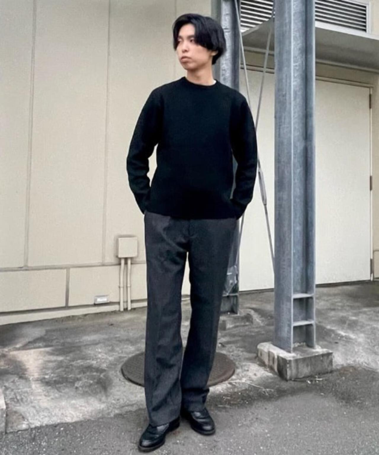 PBTストレッチクルーネックニット