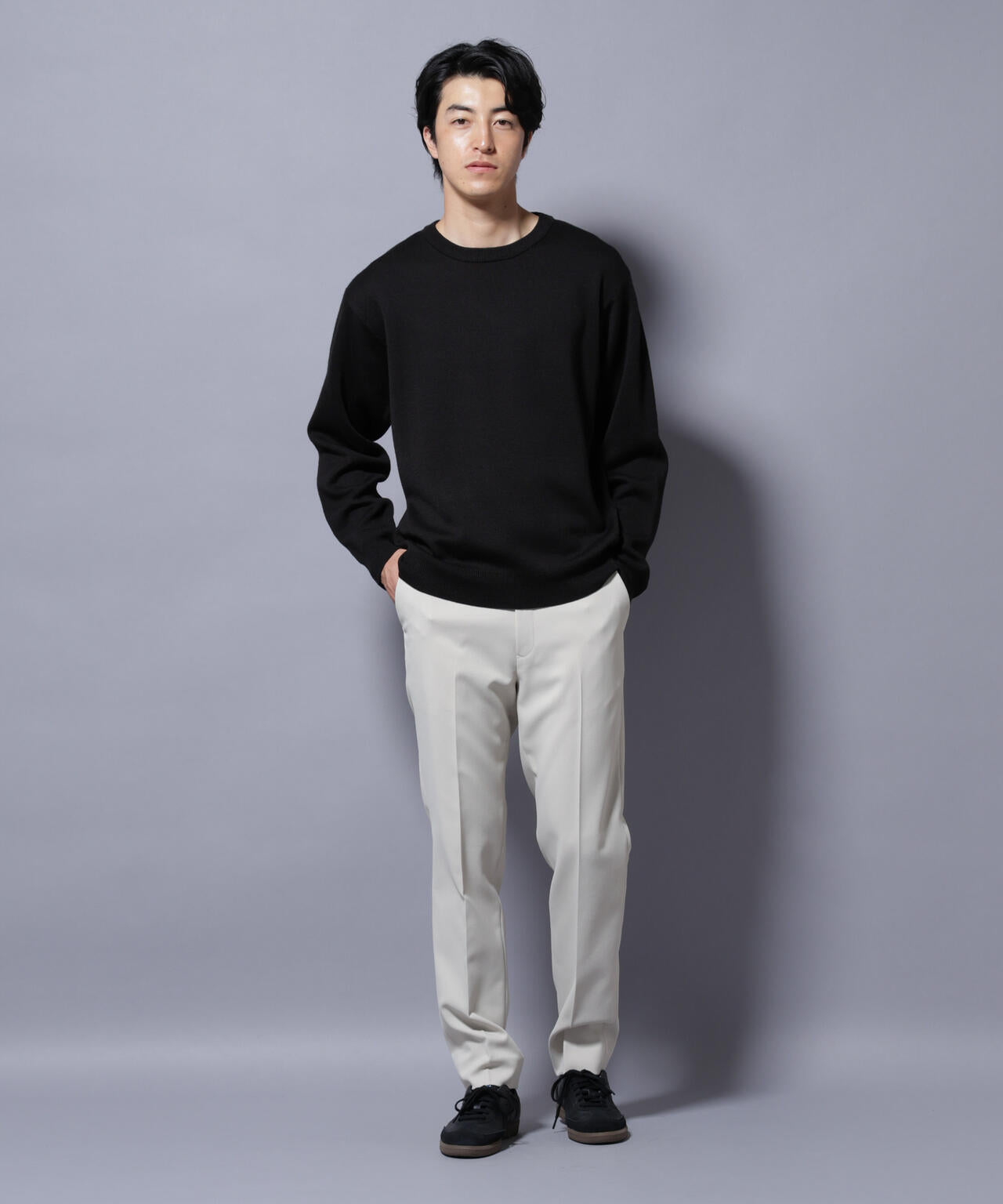 タスマニアウールミックス ミラノリブリラックスクルーネックニット 6725222222