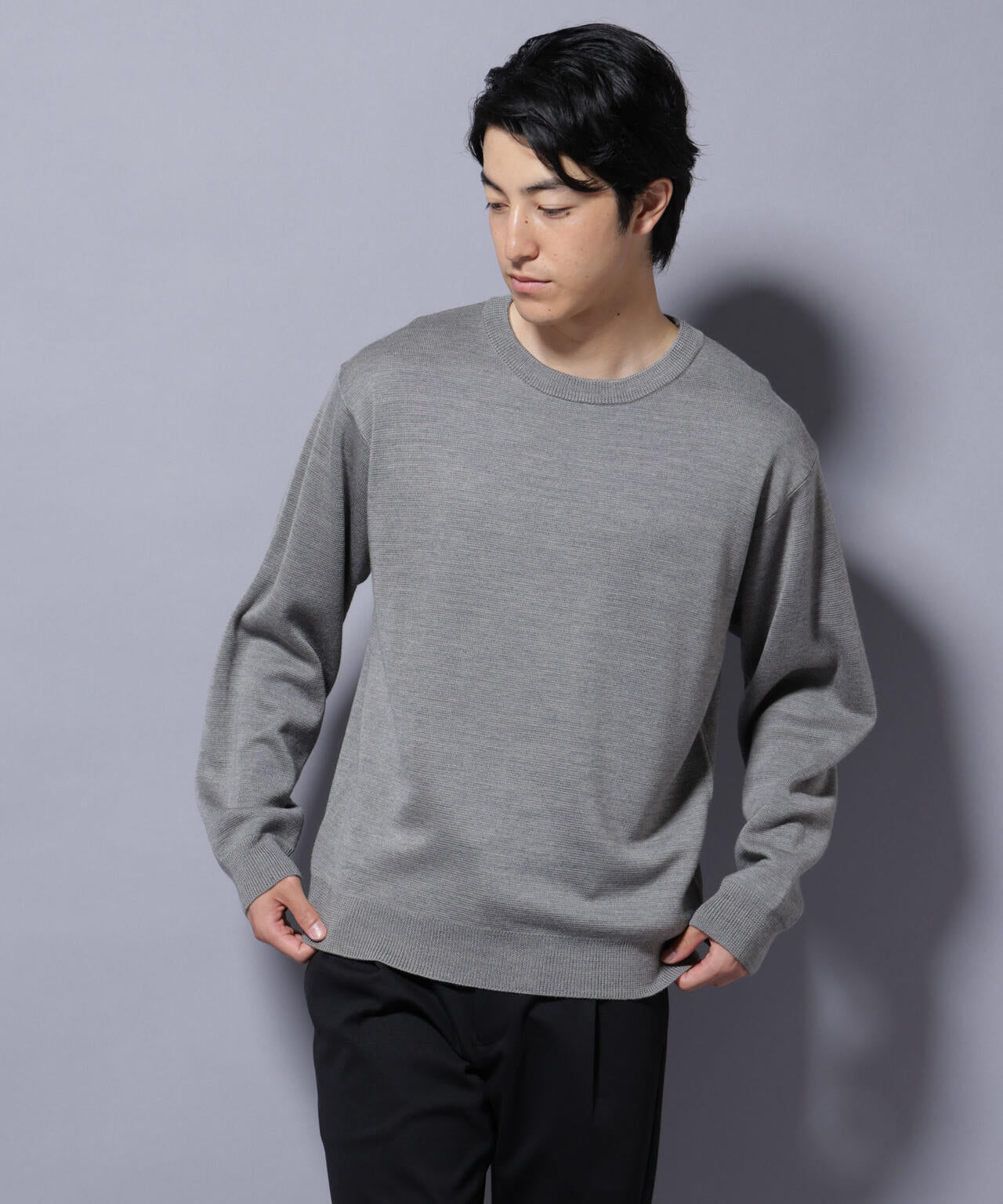 タスマニアウールミックス ミラノリブリラックスクルーネックニット 6725222222