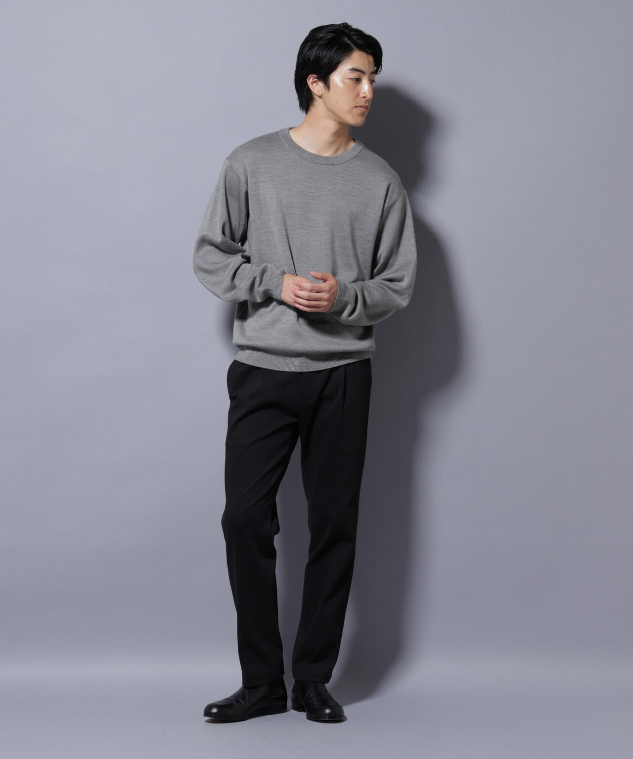 タスマニアウールミックス ミラノリブリラックスクルーネックニット 6725222222