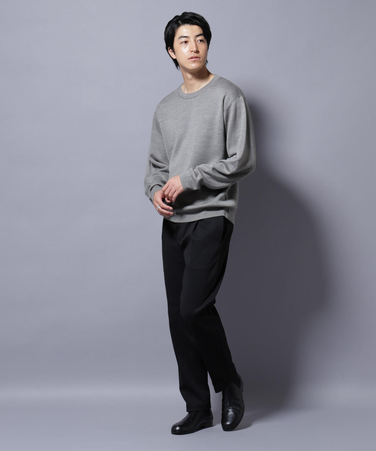 タスマニアウールミックス ミラノリブリラックスクルーネックニット 6725222222