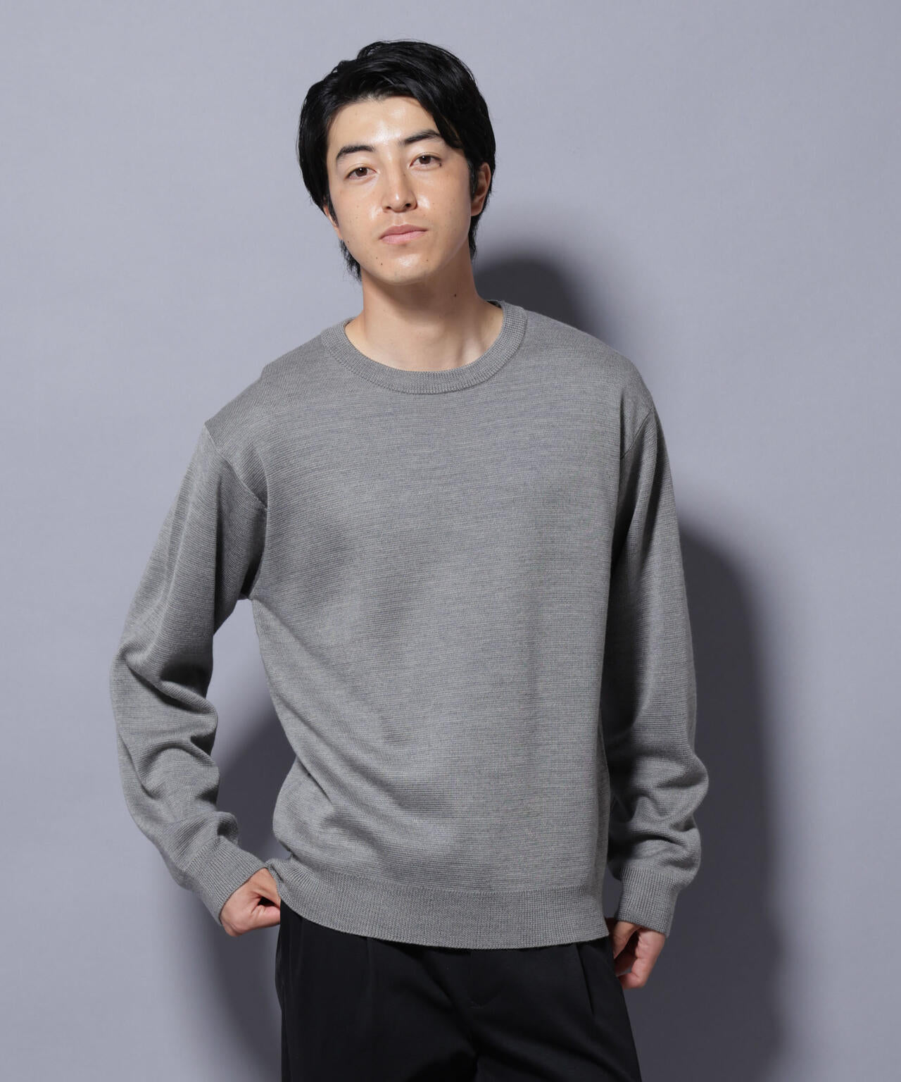 タスマニアウールミックス ミラノリブリラックスクルーネックニット