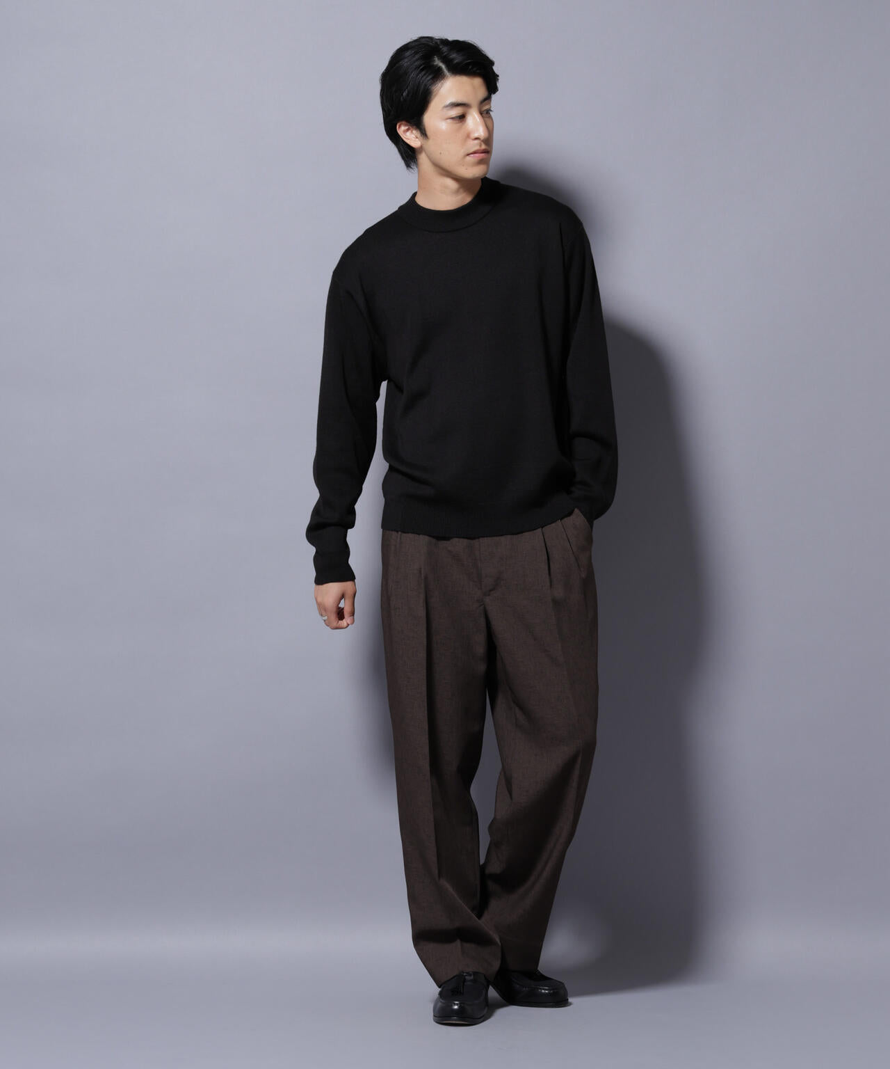 タスマニアウールミックス ミラノリブリラックスモックネックニット