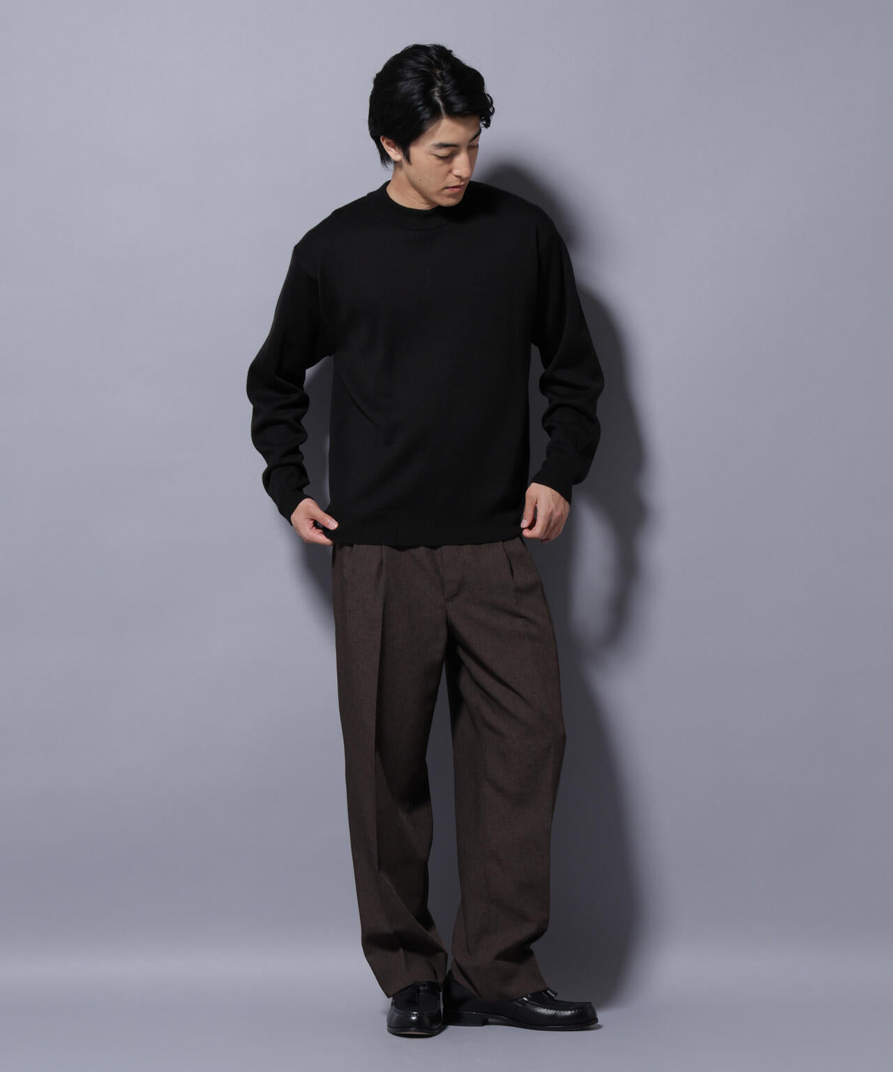 タスマニアウールミックス ミラノリブリラックスモックネックニット