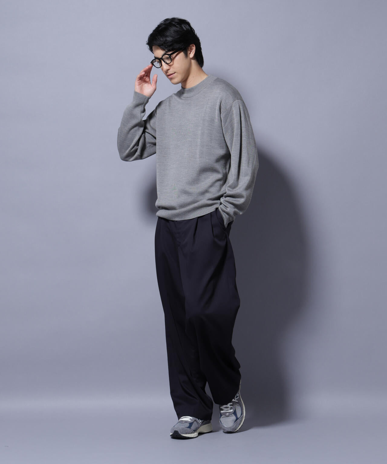 タスマニアウールミックス ミラノリブリラックスモックネックニット