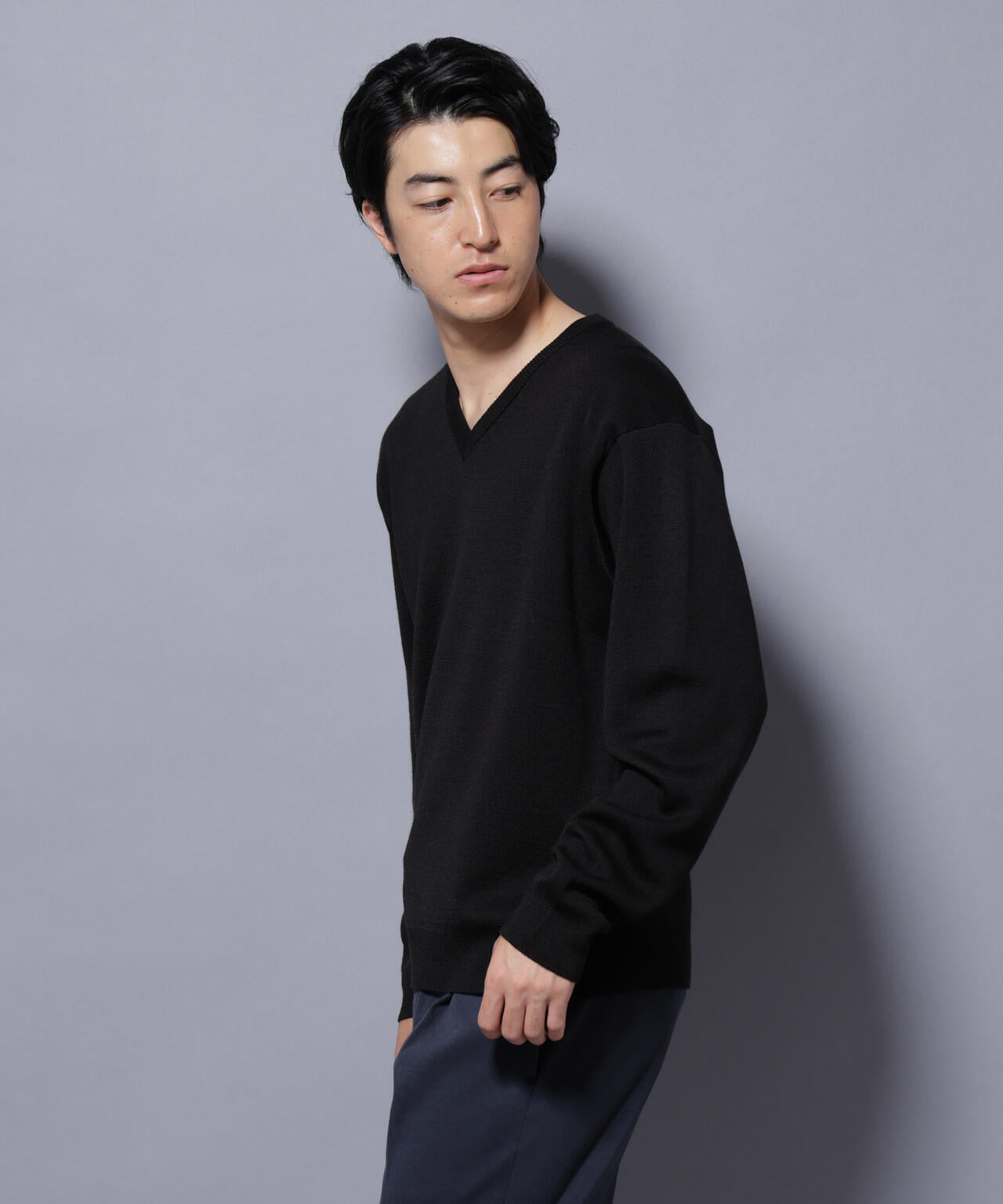 タスマニアウールミックス ミラノリブリラックスVネックニット 6725222224