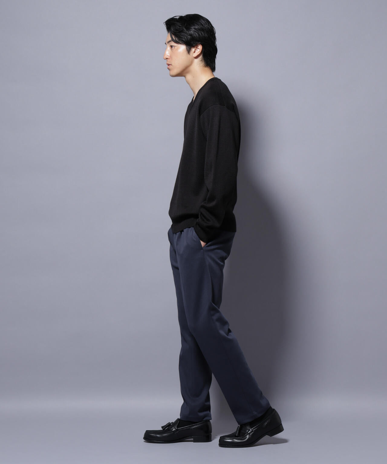 タスマニアウールミックス ミラノリブリラックスVネックニット 6725222224