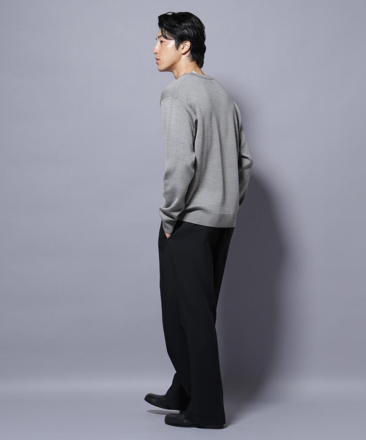 タスマニアウールミックス ミラノリブリラックスVネックニット 6725222224