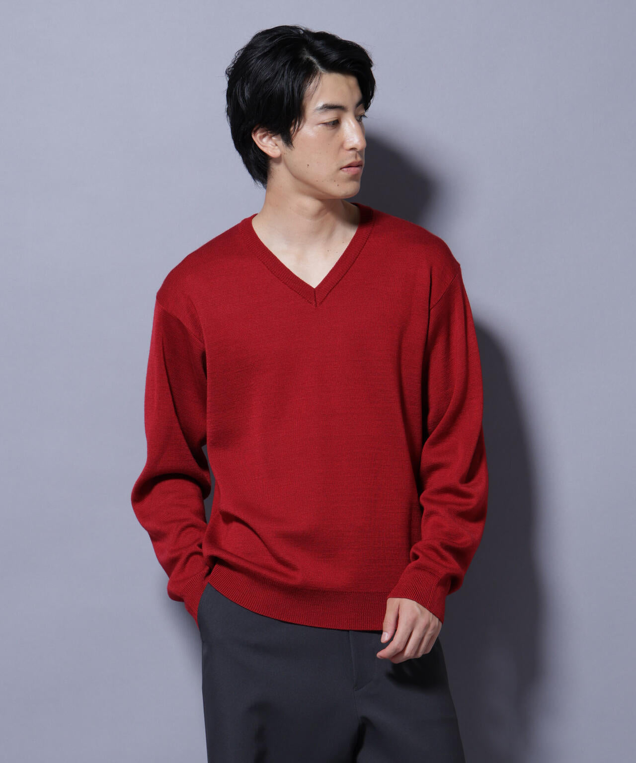 タスマニアウールミックス ミラノリブリラックスVネックニット 6725222224