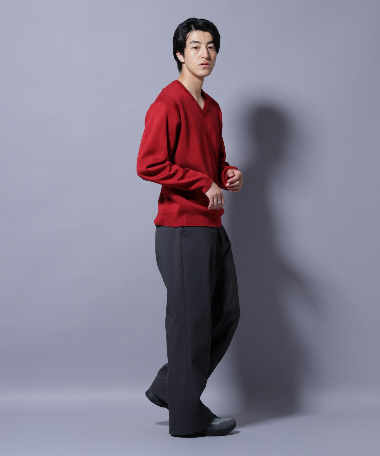 タスマニアウールミックス ミラノリブリラックスVネックニット 6725222224