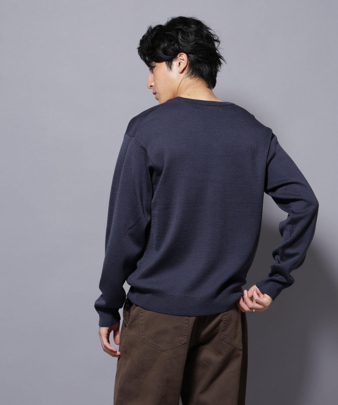 タスマニアウールミックス ミラノリブリラックスVネックニット 6725222224