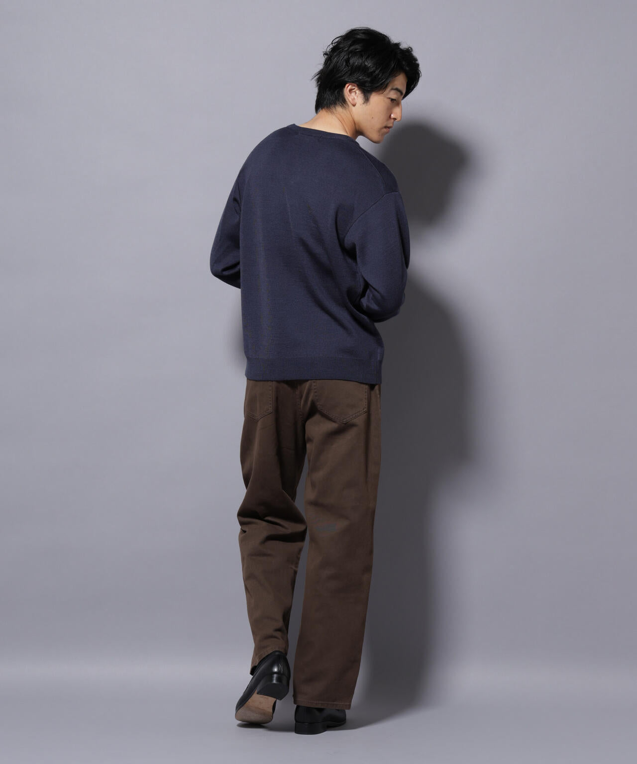 タスマニアウールミックス ミラノリブリラックスVネックニット