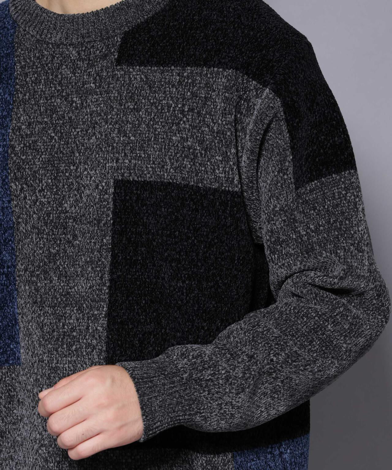 モールヤーンブロッキングニット 6725222226