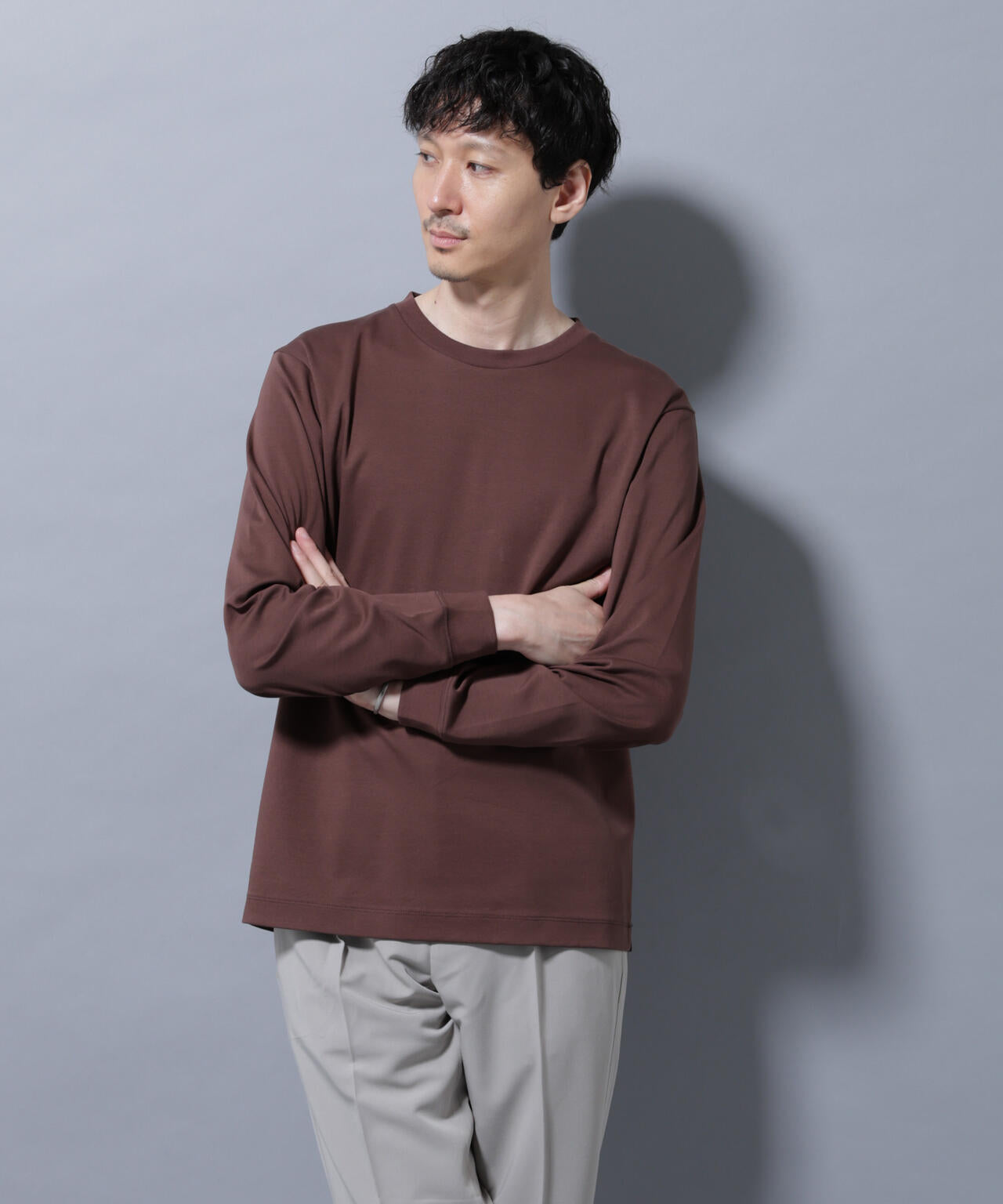 アンチスメルクルーネックTシャツ 長袖 6725223208